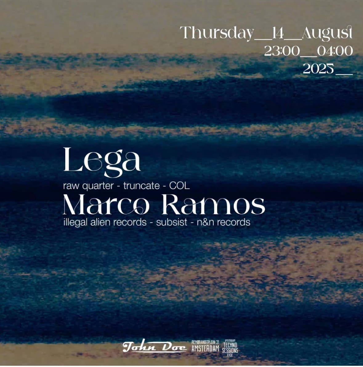 Amsterdam Techno Sessions W/ Lega (Truncate-Raw Quarter) Col
