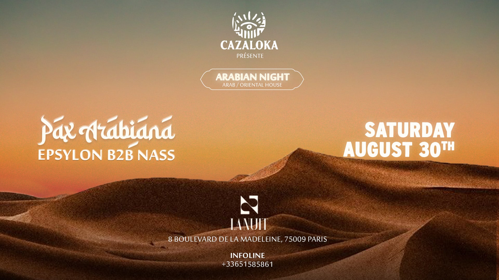 Arabian Night : Opening Party -Epsylon B2b Nass, Paxarabiana