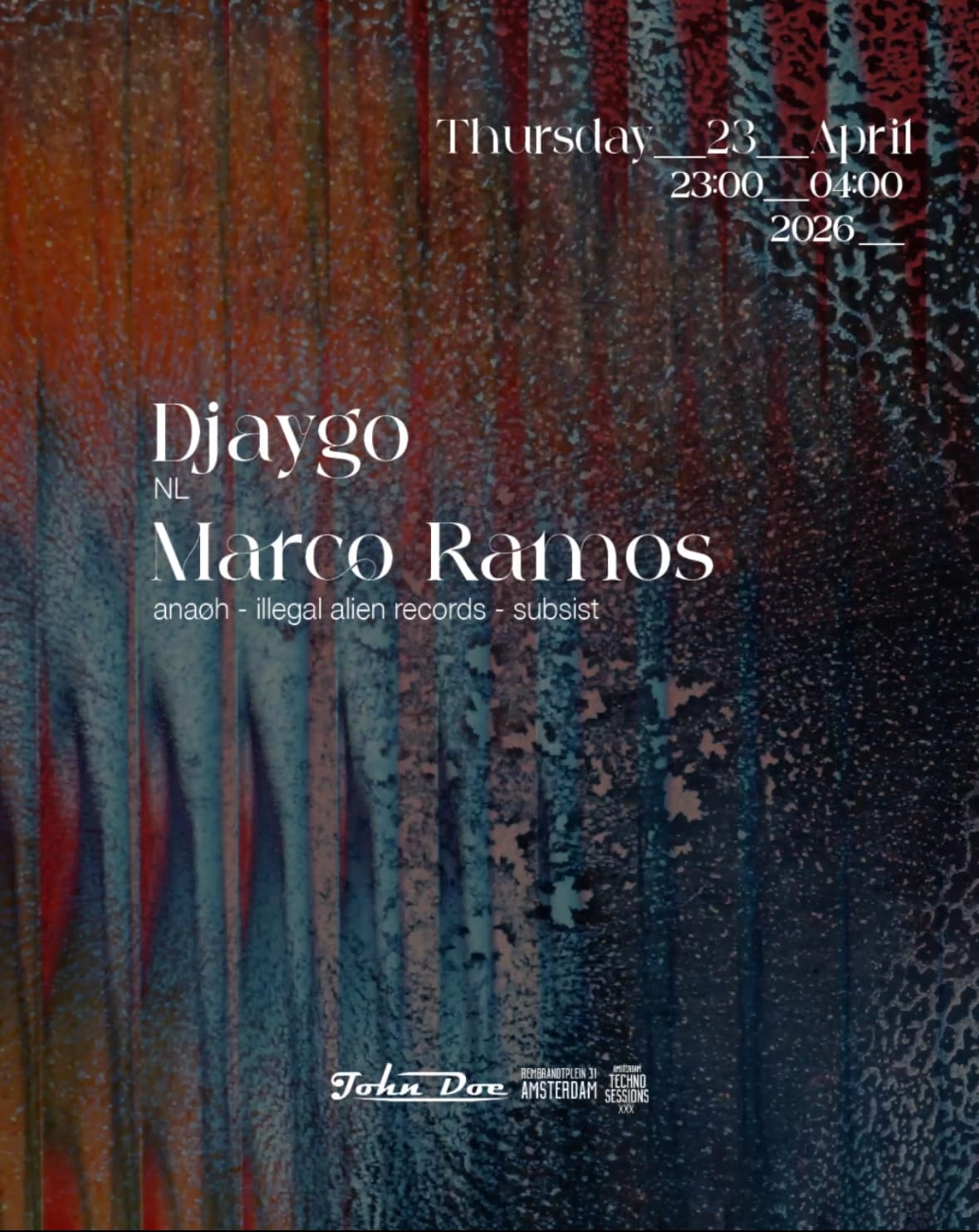 Amsterdam Techno Sessions W/ Djaygo & Marco Ramos (Anaøh)