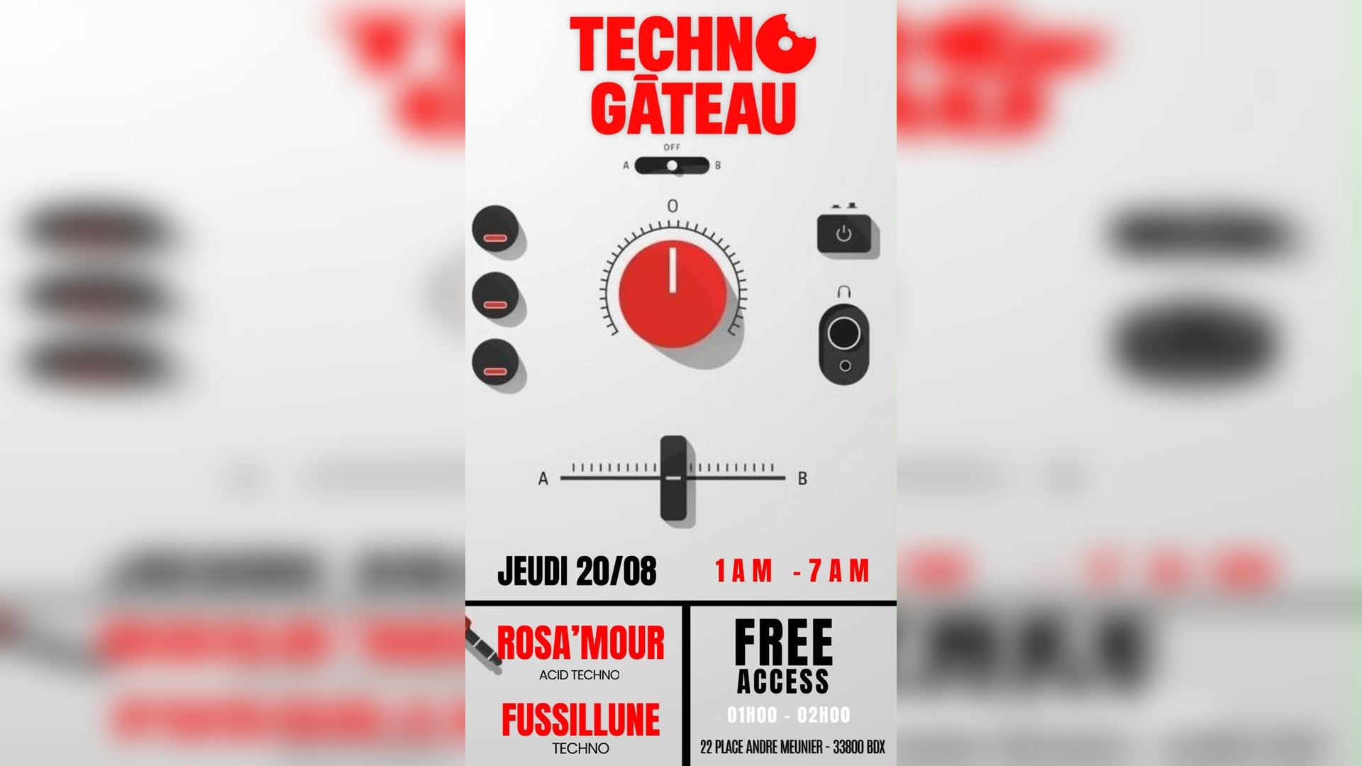 20/08 // Techno Gâteau - Free Entrance 01h00-02h0