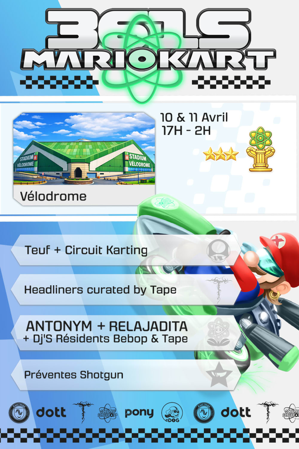 3615mariokart@Vélodrome : Teuf + Circuit Karting: + De 10djs