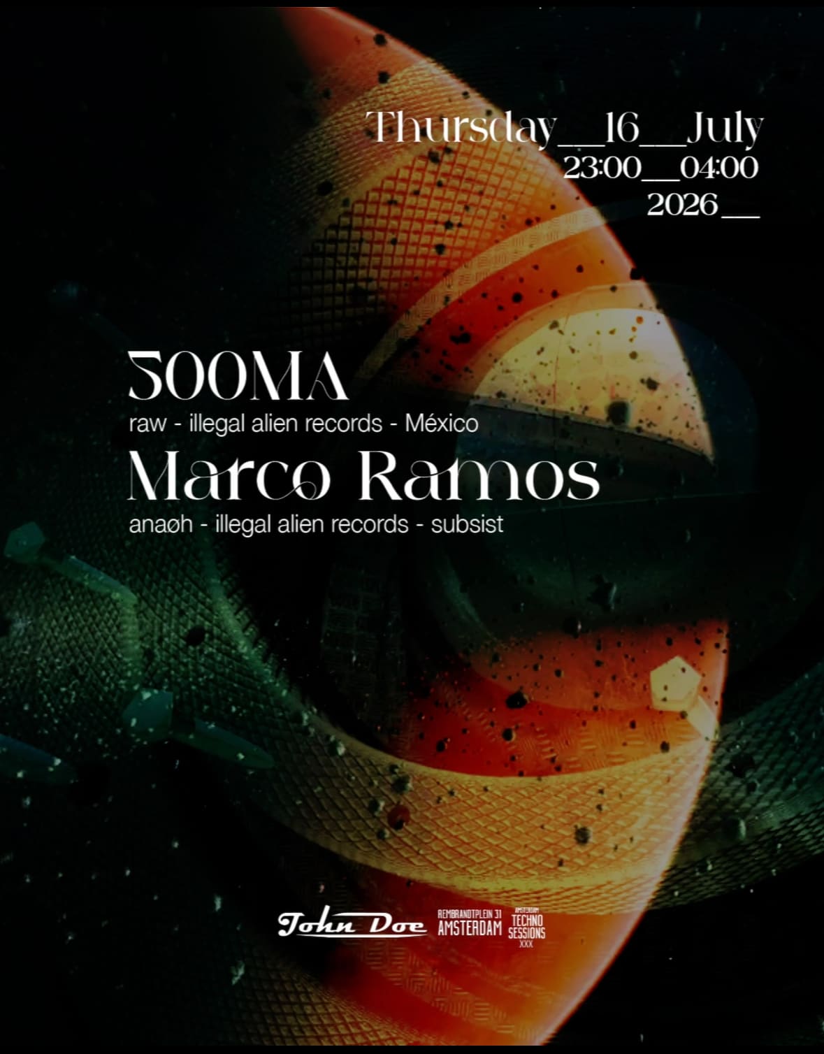 Amsterdam Techno Sessions W/ 500ma(Mex) & Marco Ramos(Anaøh)