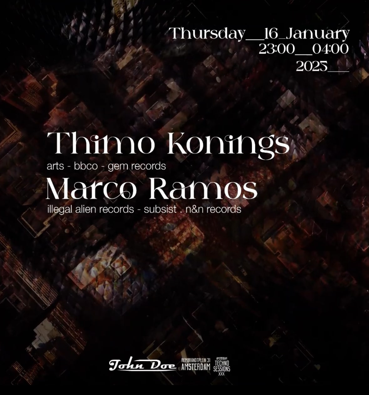 Amsterdam Techno Sessions W/ Thimo Konings (Arts - Bcco)