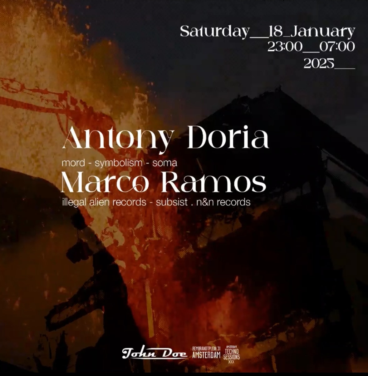 Amsterdam Techno Sessions W/ Antony Doria (Mord - Soma) Be