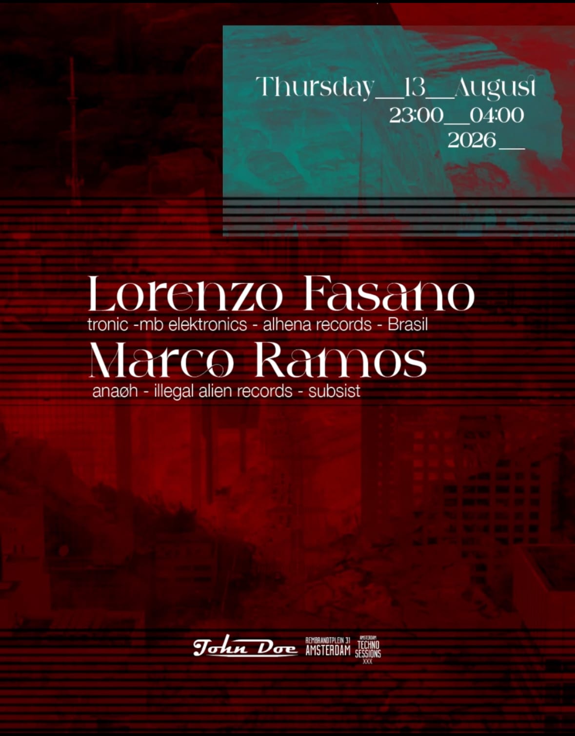 Amsterdam Techno Sessions W/ Lorenzo Fasano (Tronic) Brasil