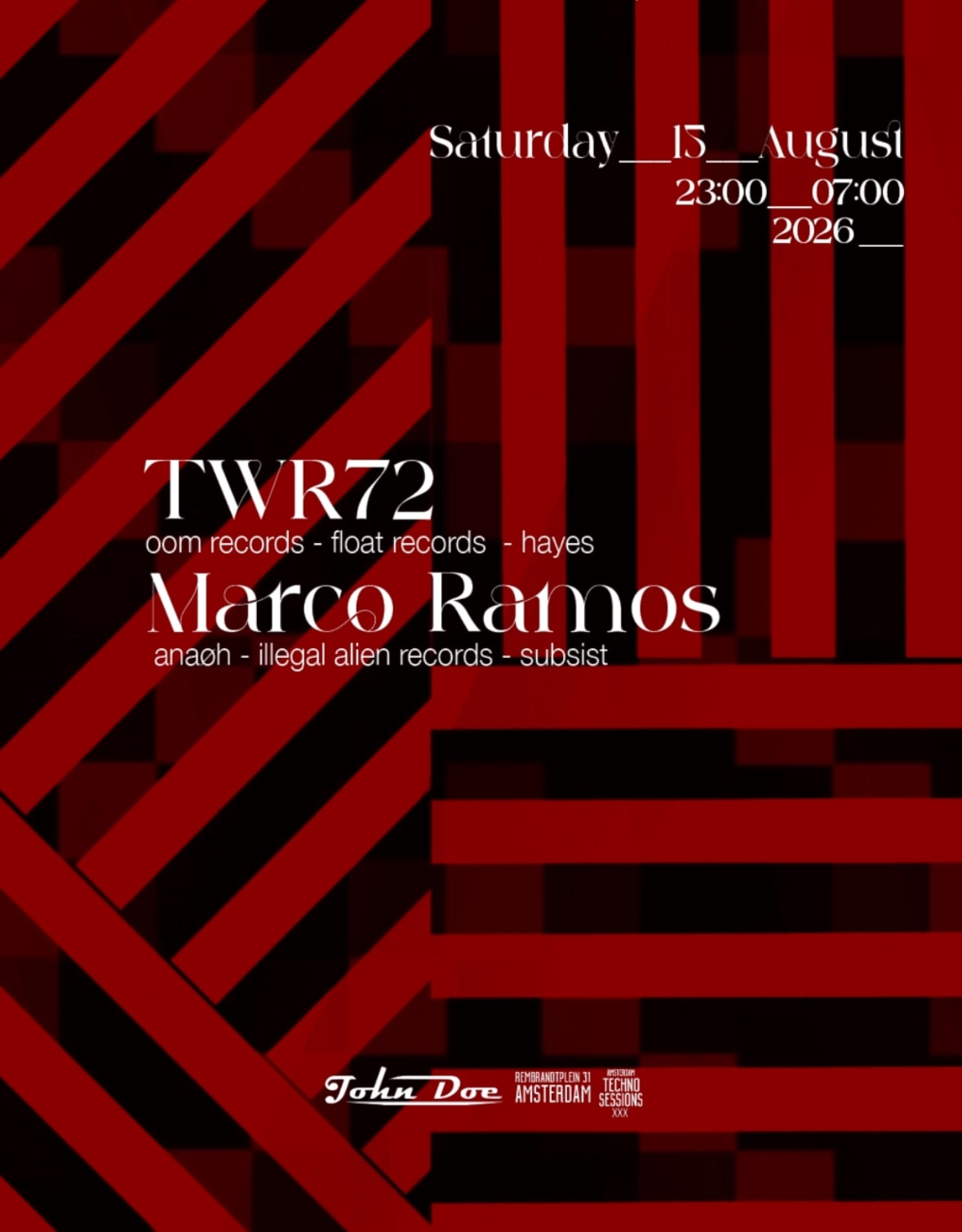 Amsterdam Techno Sessions W/ Twr72 (Float Records - Hayes)