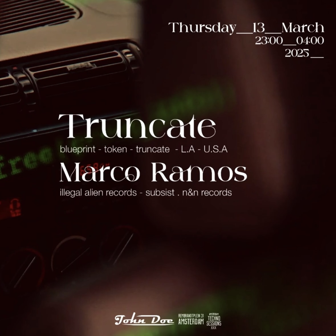 Amsterdam Techno Sessions With Truncate (Blueprint) U.S.A