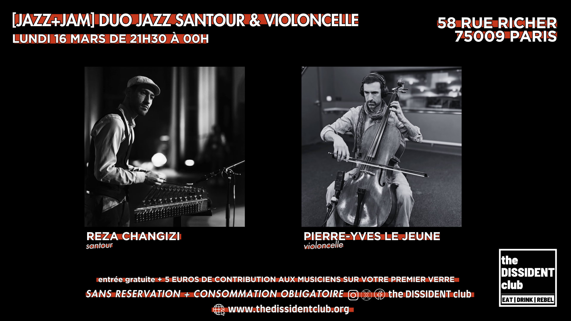 [Jazz+Jam] Duo Jazz Santour & Violoncelle