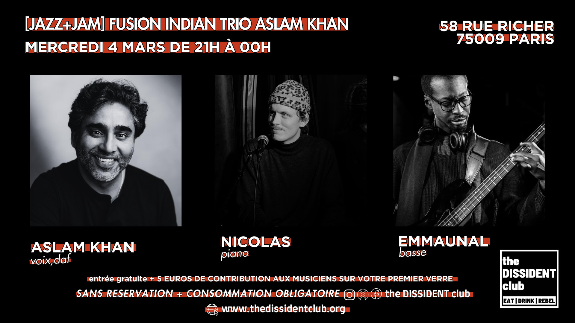 [Jazz+Jam] Fusion Indian Trio Aslam Khan