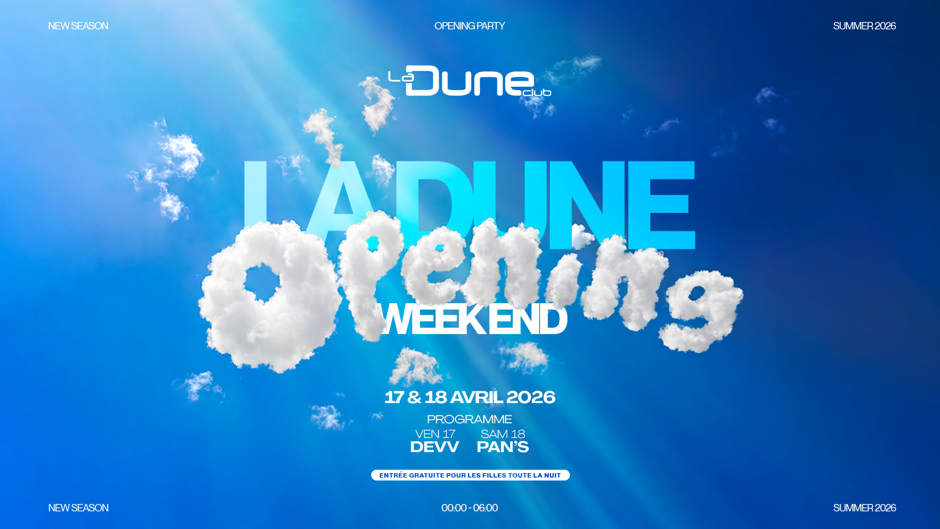 Opening Samedi 18 Avril