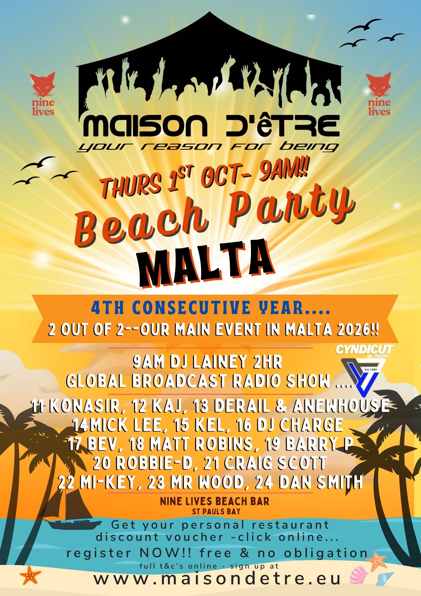 Maison D'être Malta Part 2 - 1st Oct 9am-1am