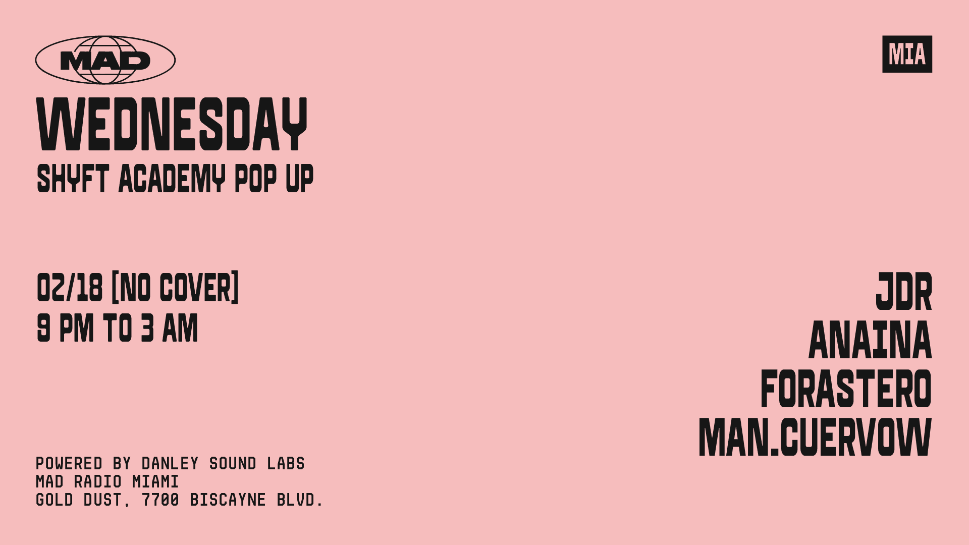 Shyft Academy Pop Up: Jdr, Anaina, Forastero, Man.Cuervow