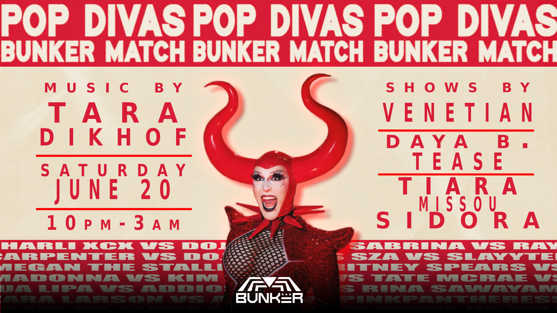 Pop Divas Bunkermatch With Tara Dikoff (Boston)
