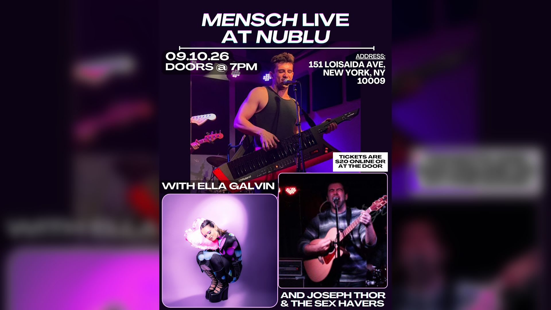 Mensch With Ella Galvin And Joseph Thor & The Sex Havers