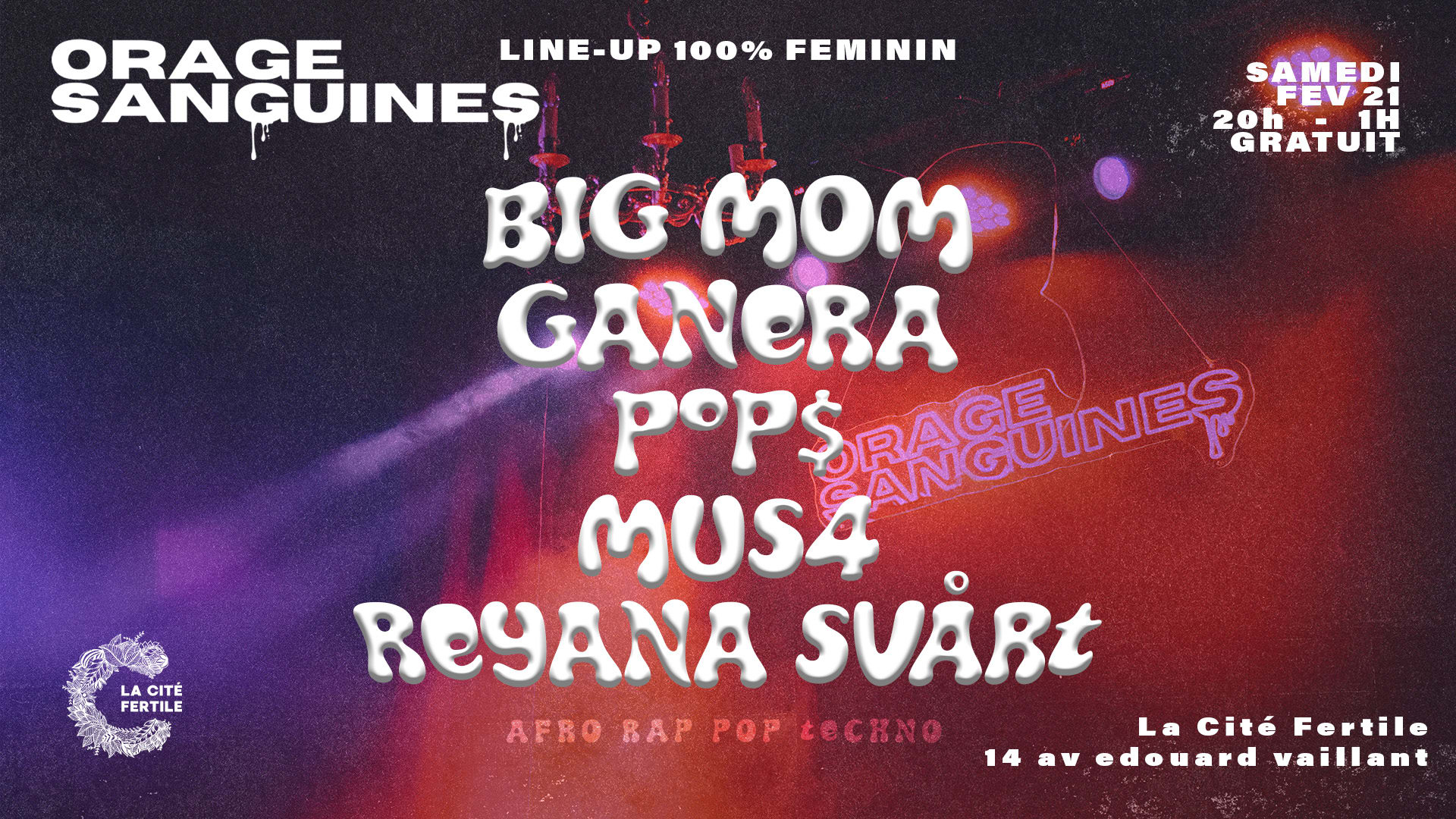 Orage Sanguines | Line-Up 100% Feminine | Dj X Concerts