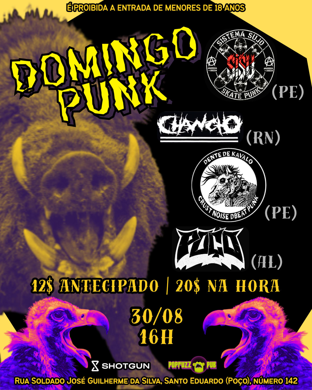 Domingo Punk: Chancho + Sisu + Poço + Dëntë De Kävalö