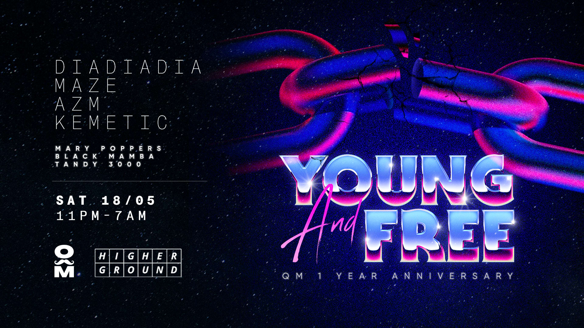 Quee(R)N Moustache: 1 Year Anniversary "Young & Free"