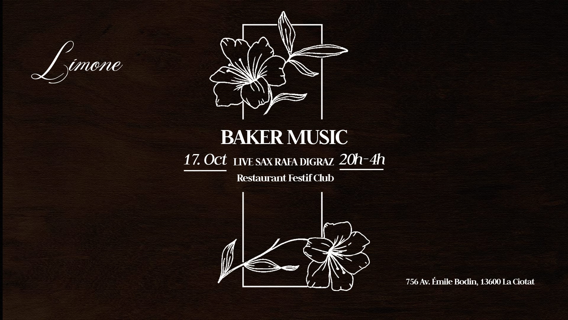 Limone - Live Saxo Rafa Digraz & Baker Music  - Vend 17 Oct