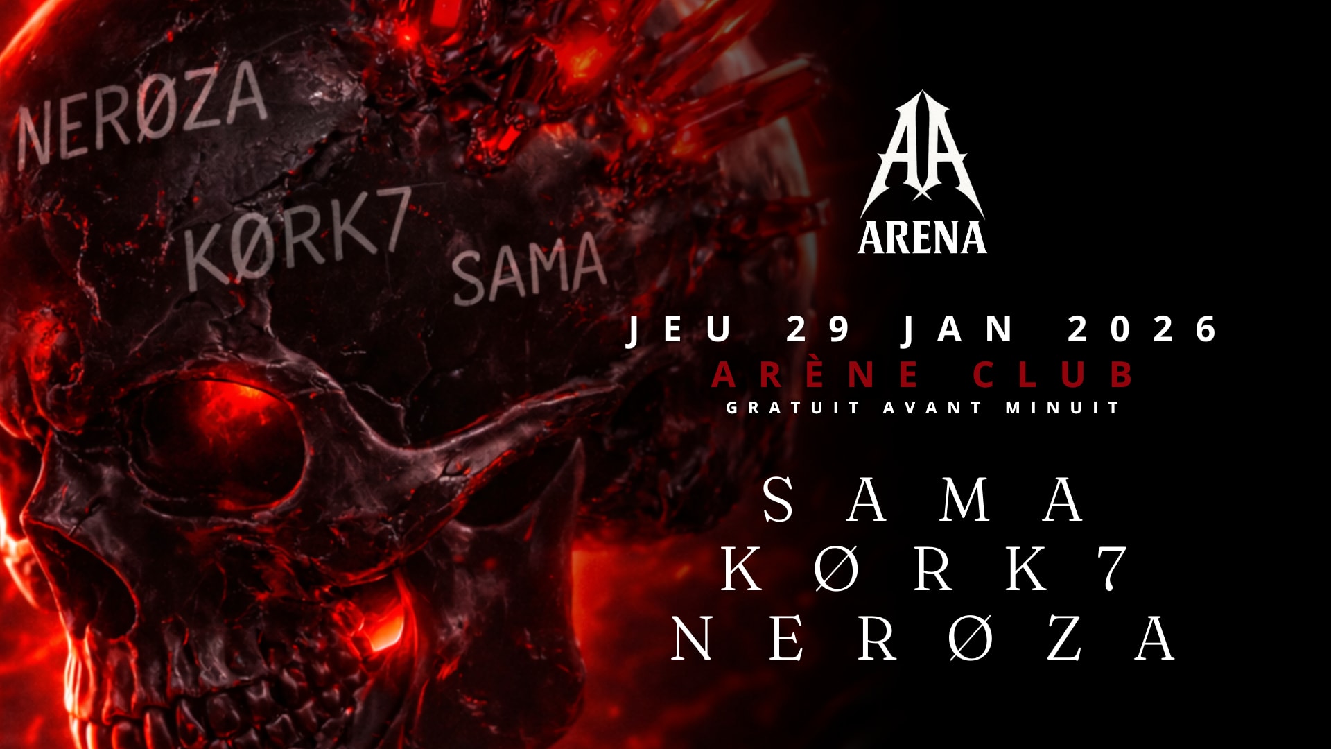 Arena Jeudi Techno : Nerøza - Kørk7 - Sama