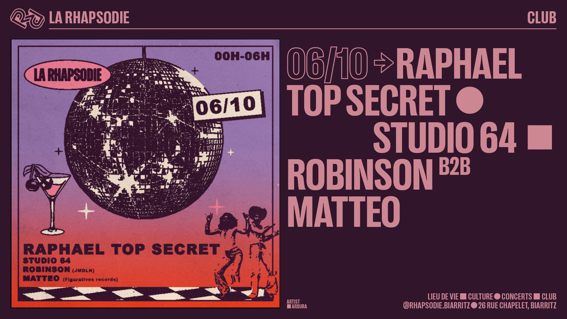 Raphael Top Secret, Robinson B2b Matteo, Studio 64