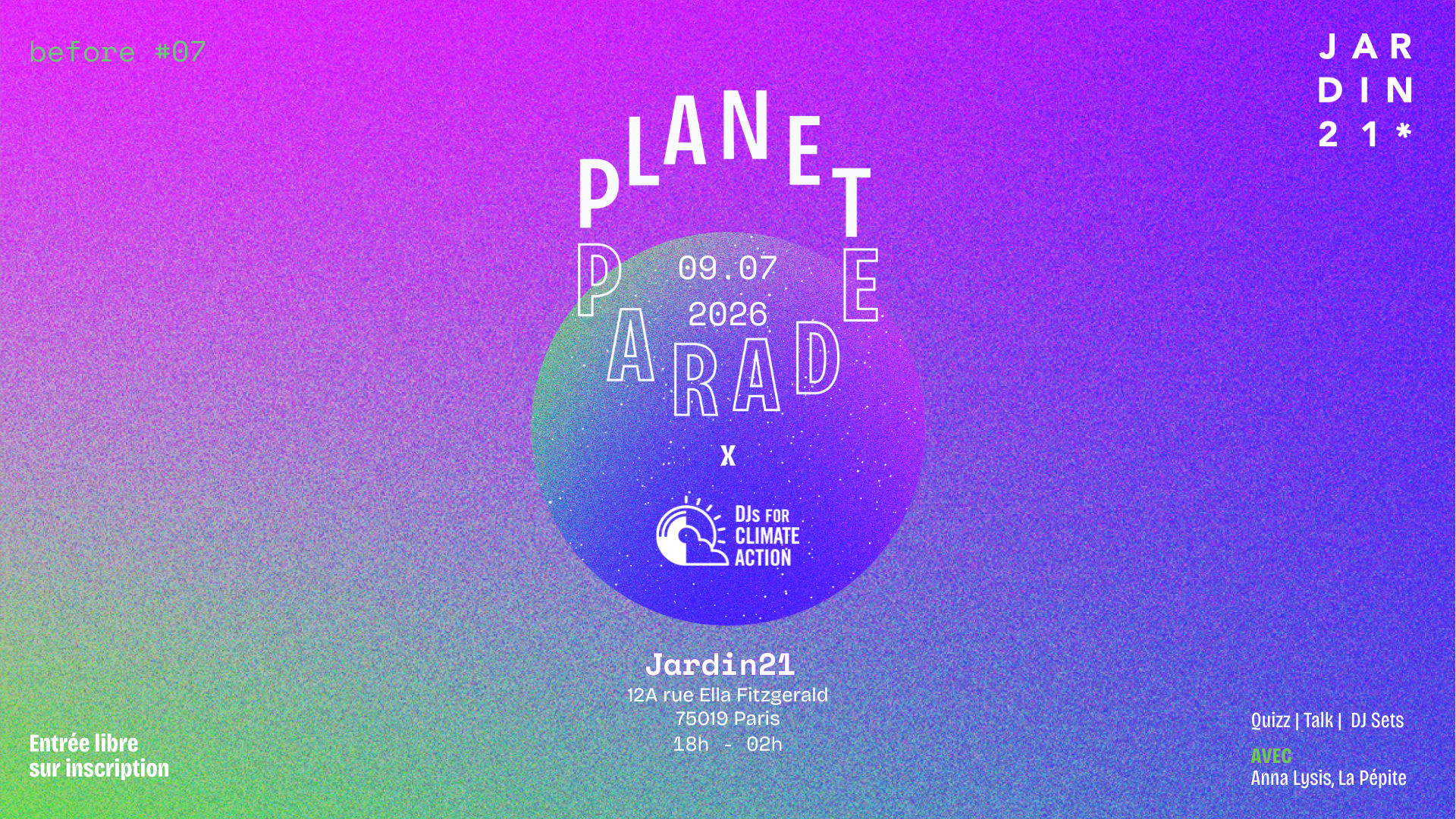 Planet Parade X Jardin21 - Open Air