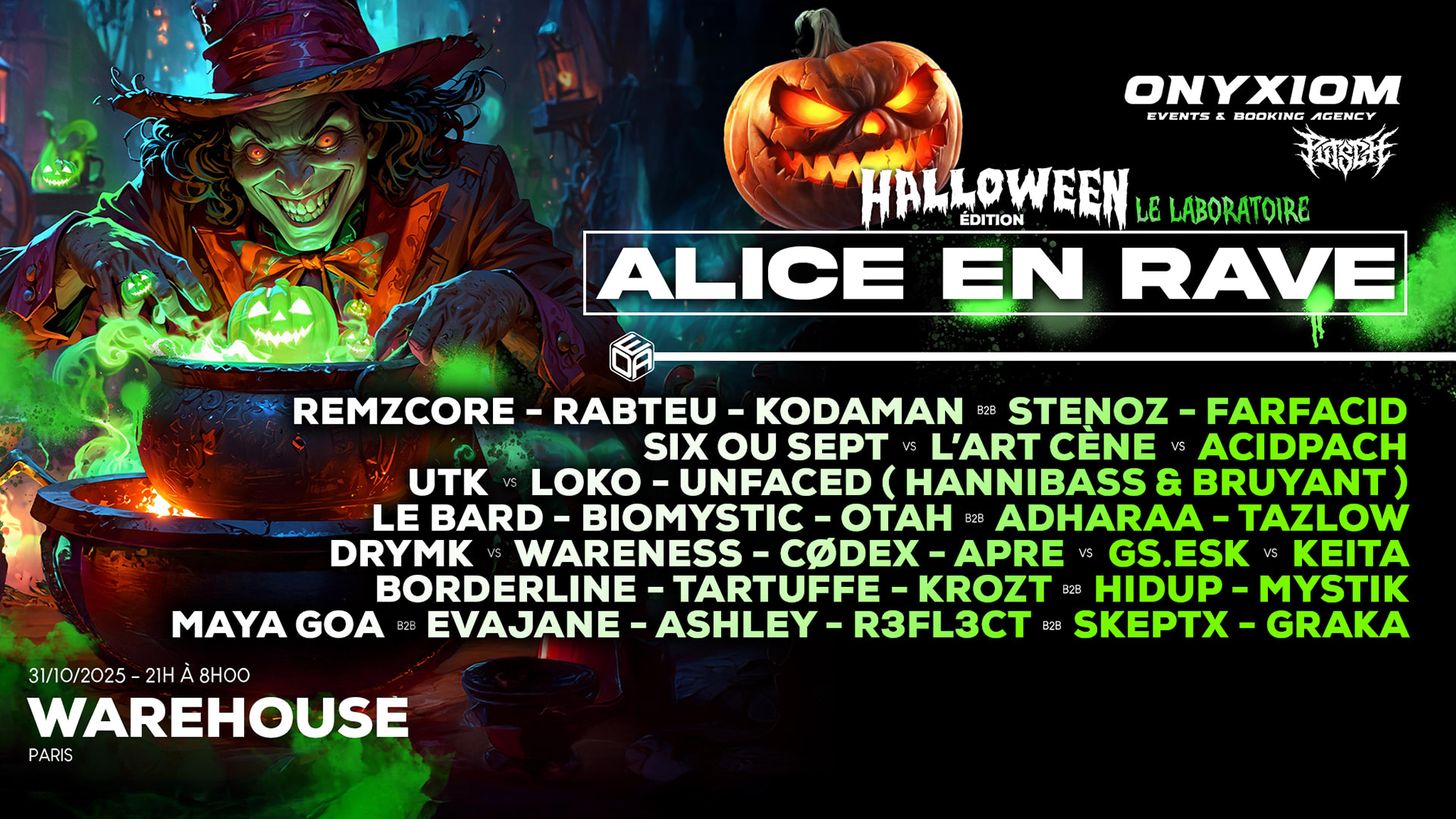 Onyxiom - Alice En Rave Le Laboratoire - 2 Stages Halloween