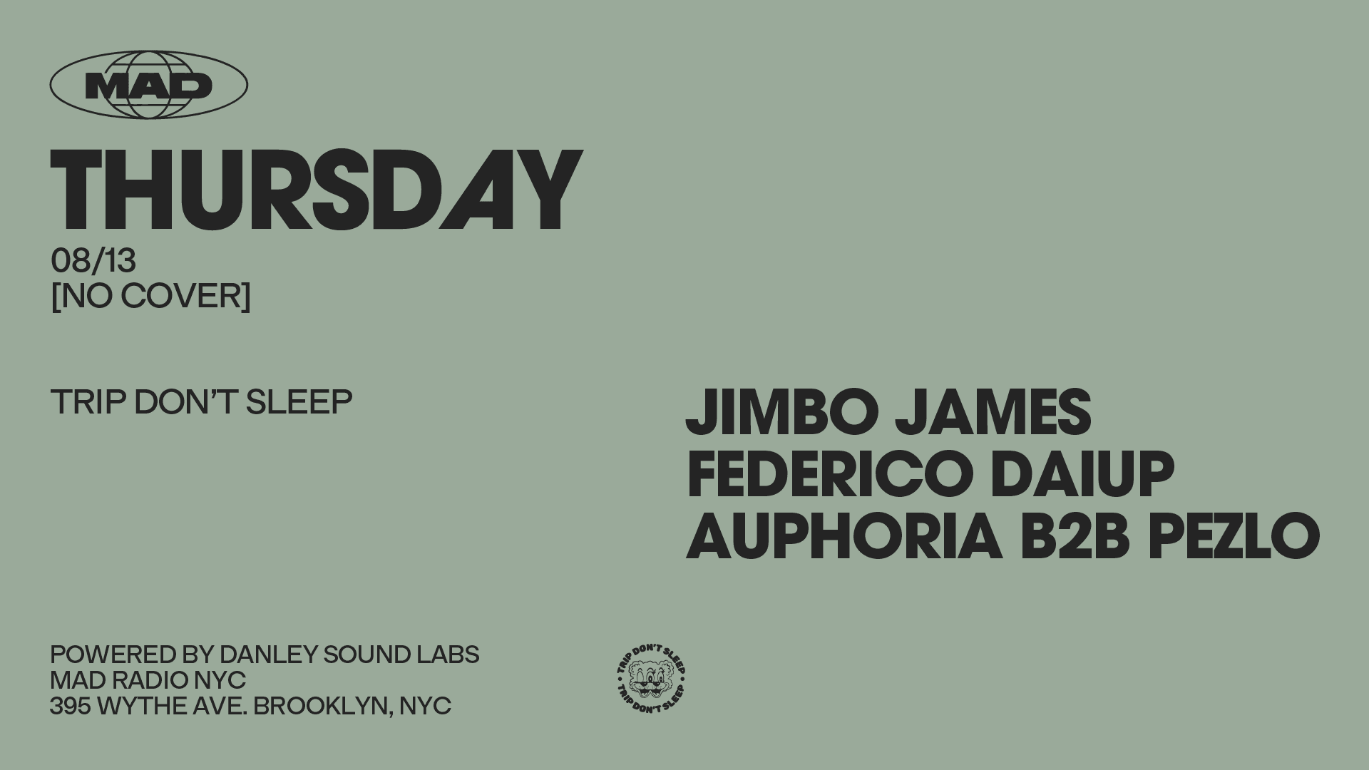 Tripdon'tsleep:Jimbo James/Federico Daiup/Auphoria B2b Pezlo