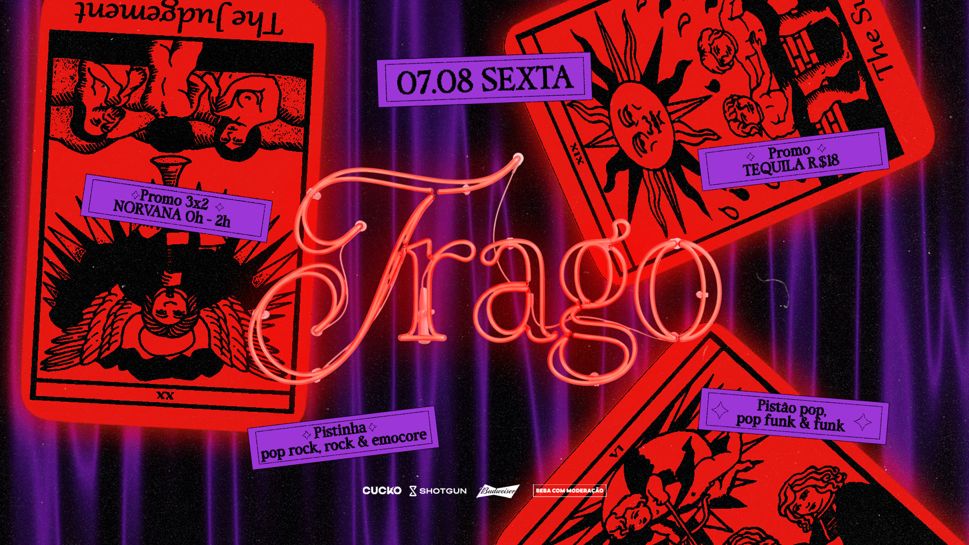 Trago :: Pop / Funk / Emo + Leitura De Tarot :: 07.08 @Cucko