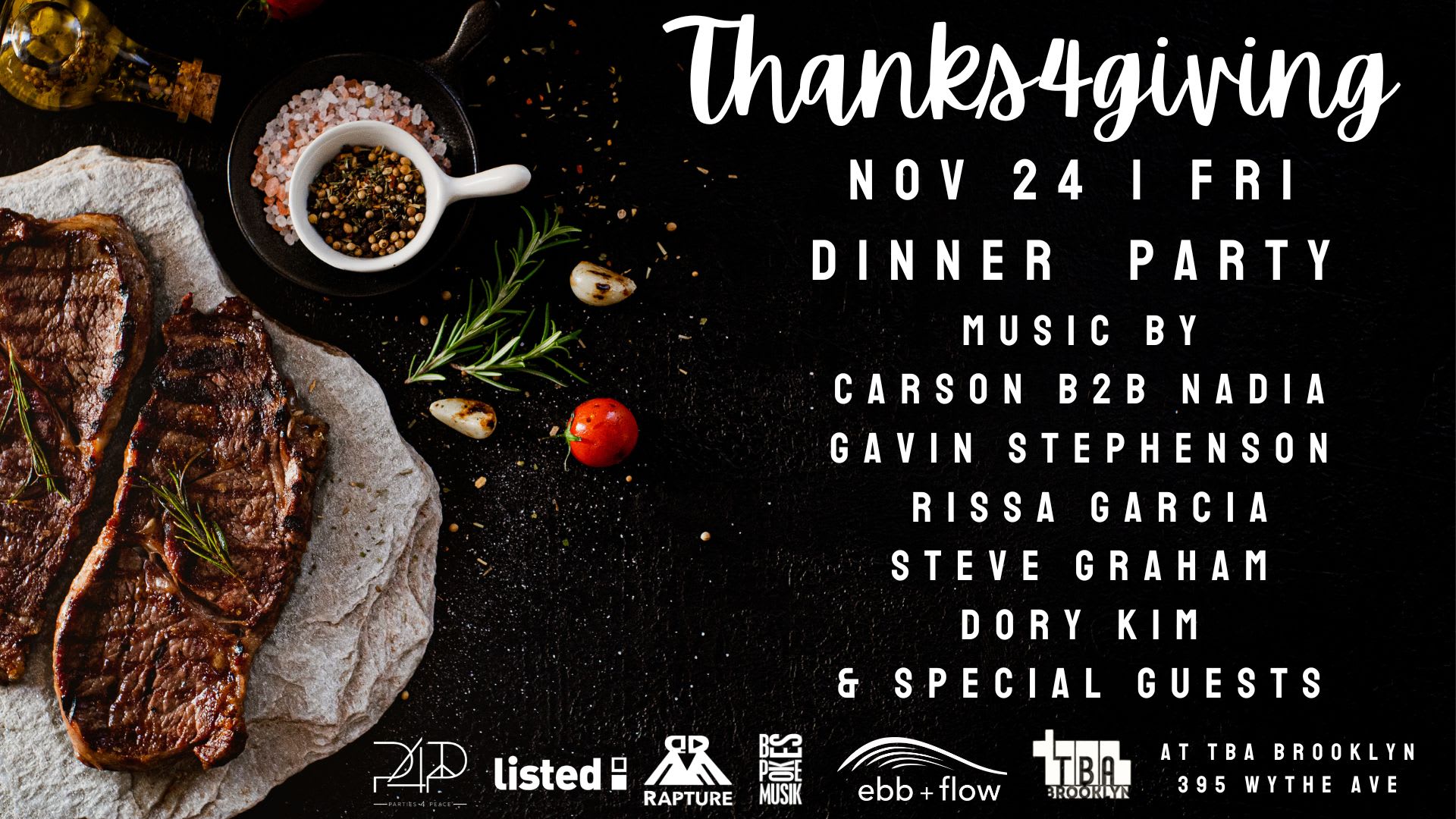 Thanks-4-Giving Dinner Party + Late Night Event