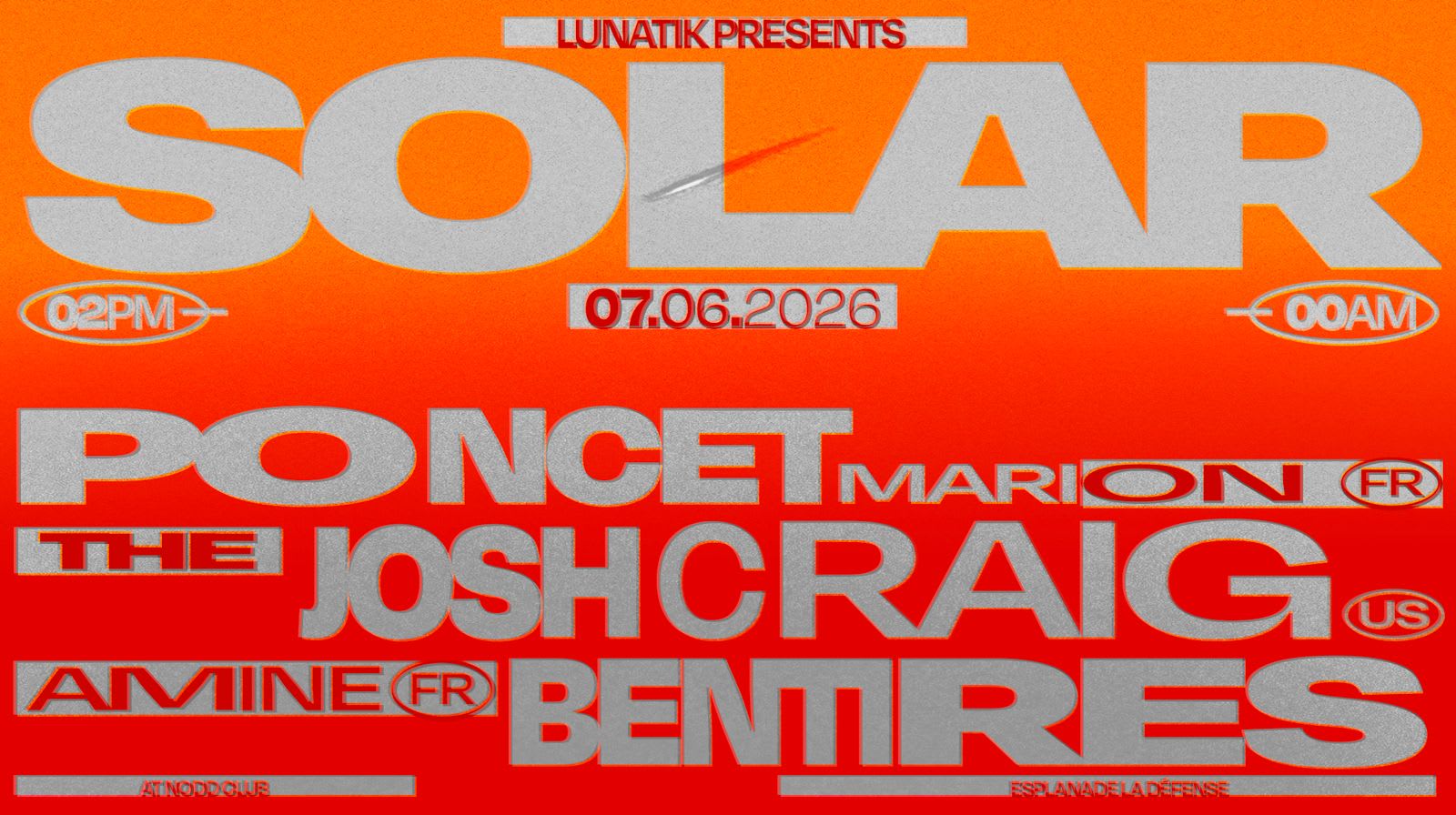 Lunatik Presents Solar: Marion Poncet, Josh Craig, Amine Ben