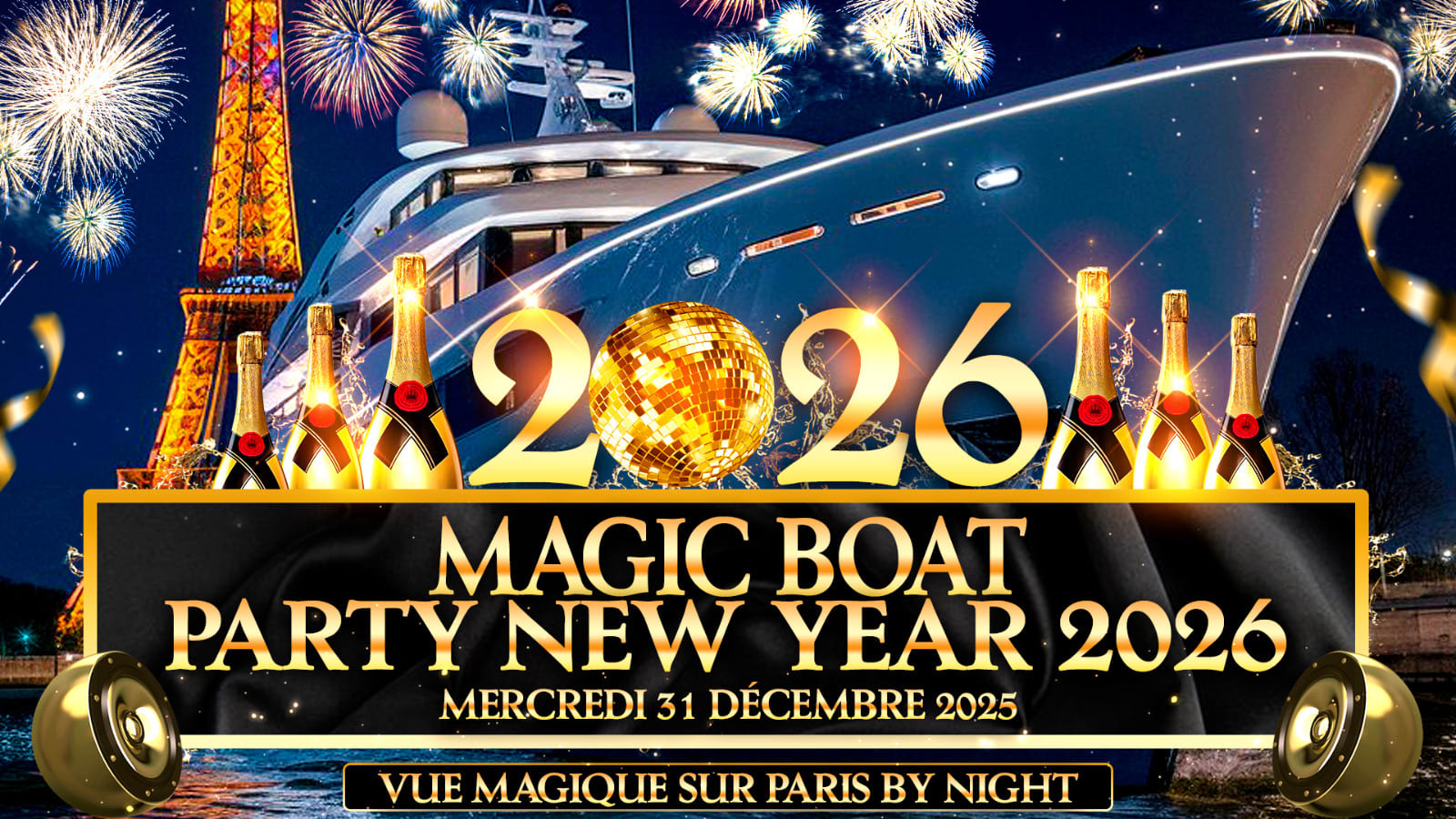 Magic Boat Party Sur La Seine New Year 2026 Vue Notre Dame