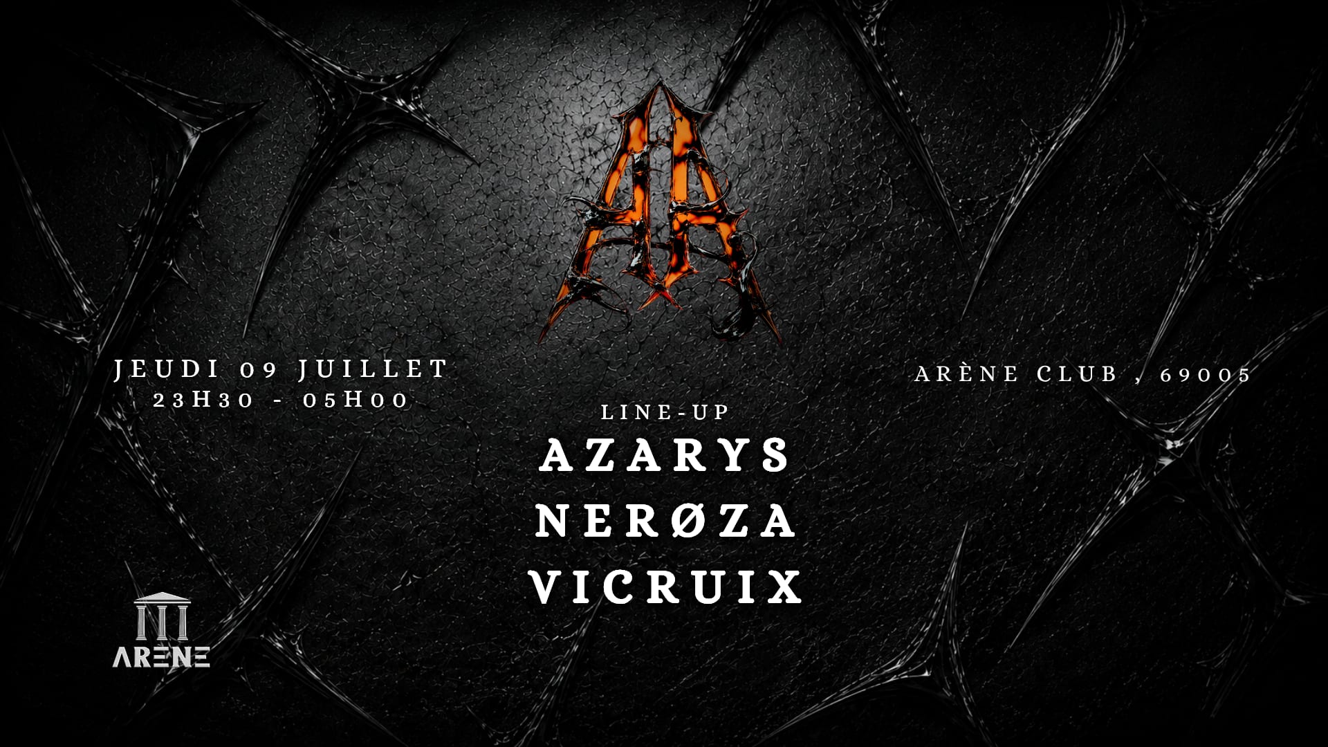 Jeudi Techno Arena : Nerøza - Azarys - Vicruix