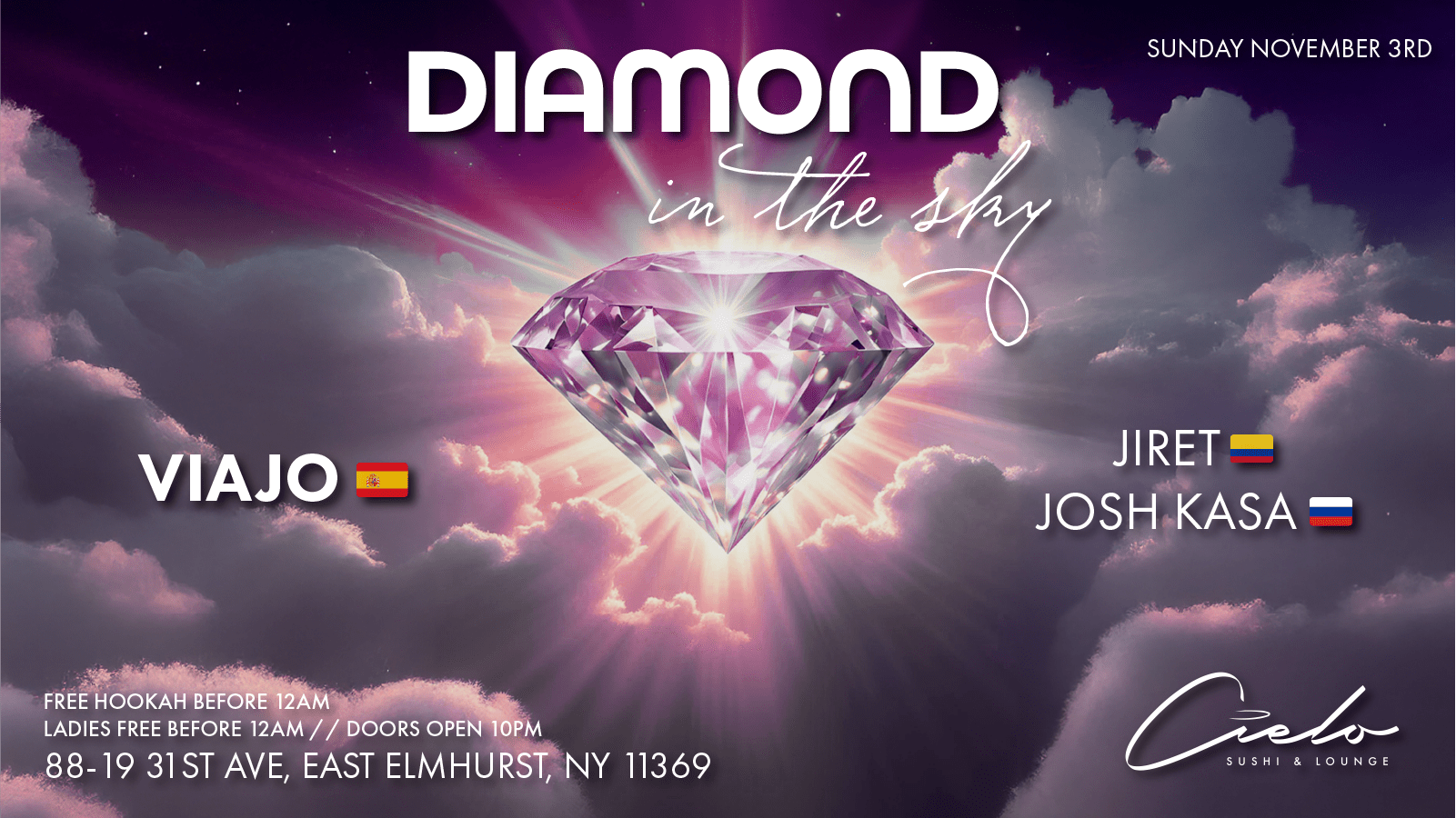 Diamond In The Sky W/ Viajo, Jiret, Josh Kasa Sun 11.3.24
