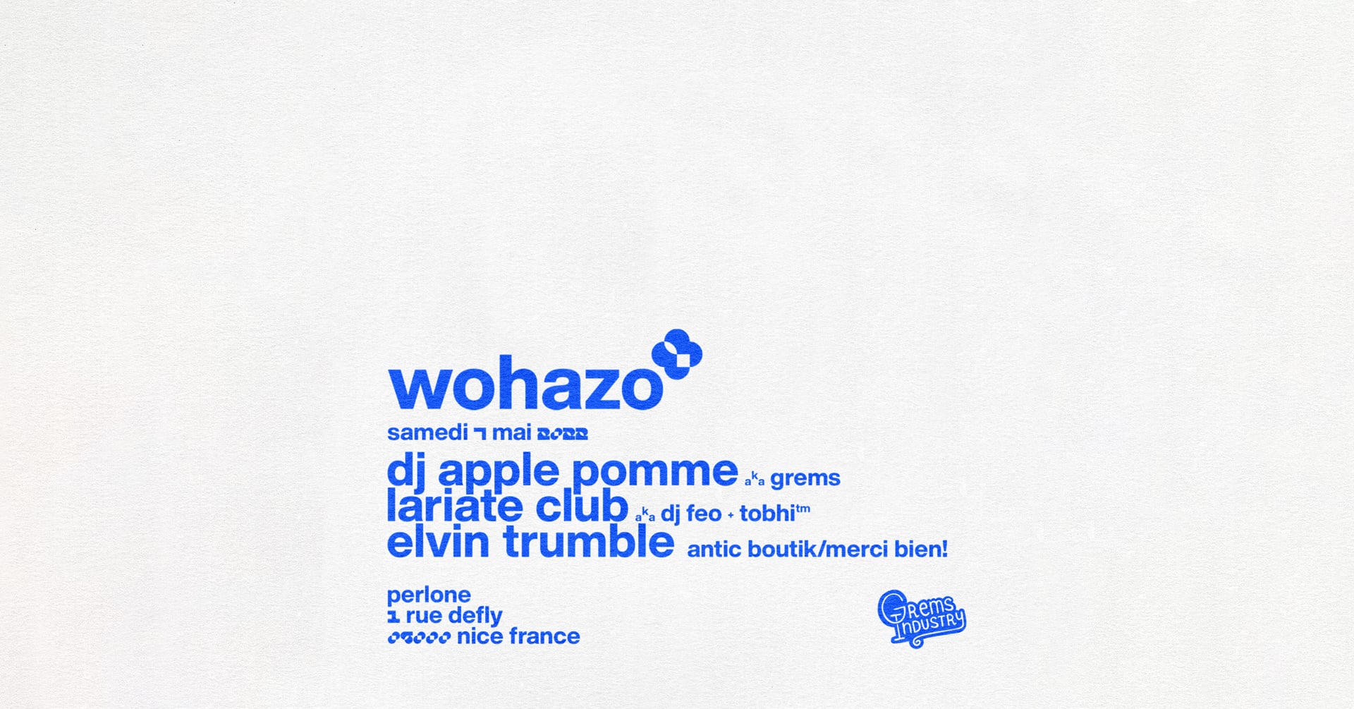Dj Apple Pomme (Grems), Lariate Club, Elvin Trumble @Perlone