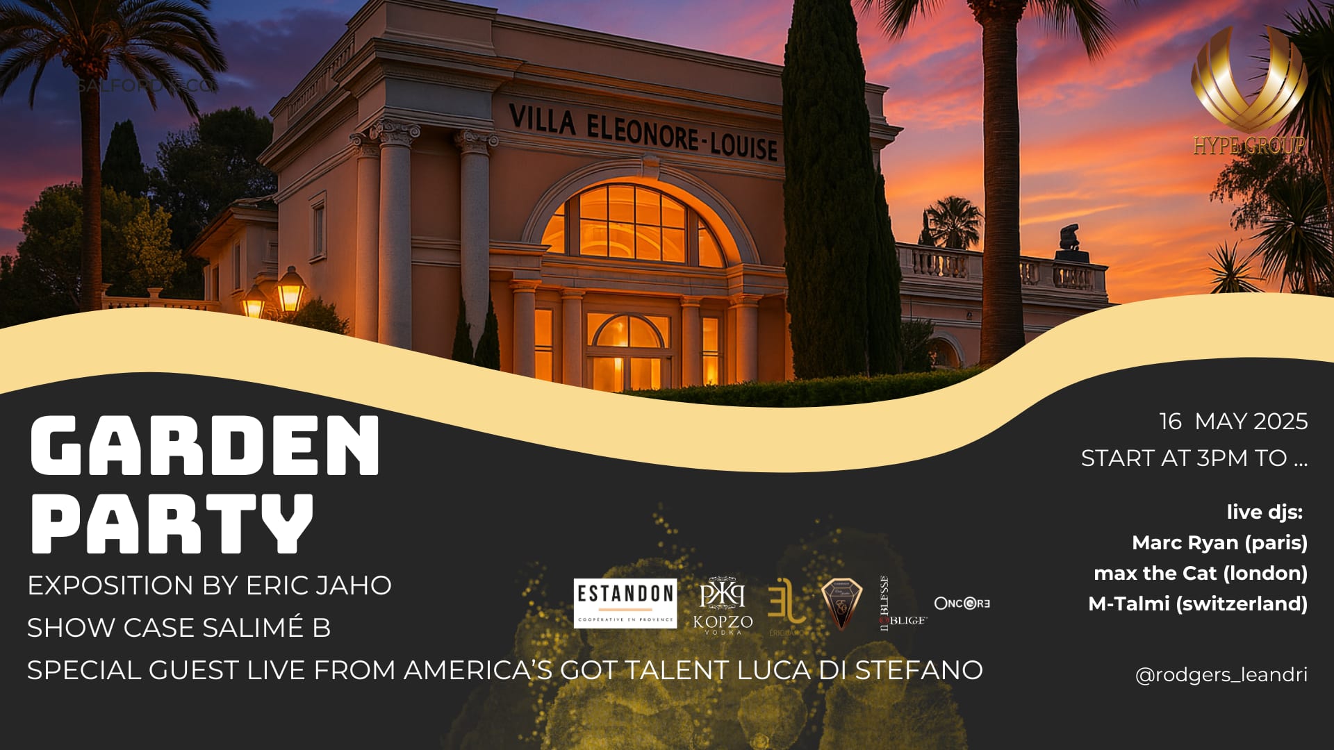 Garden Party Eric Jaho +  Shocase Salimé B & Luca DI Stefano