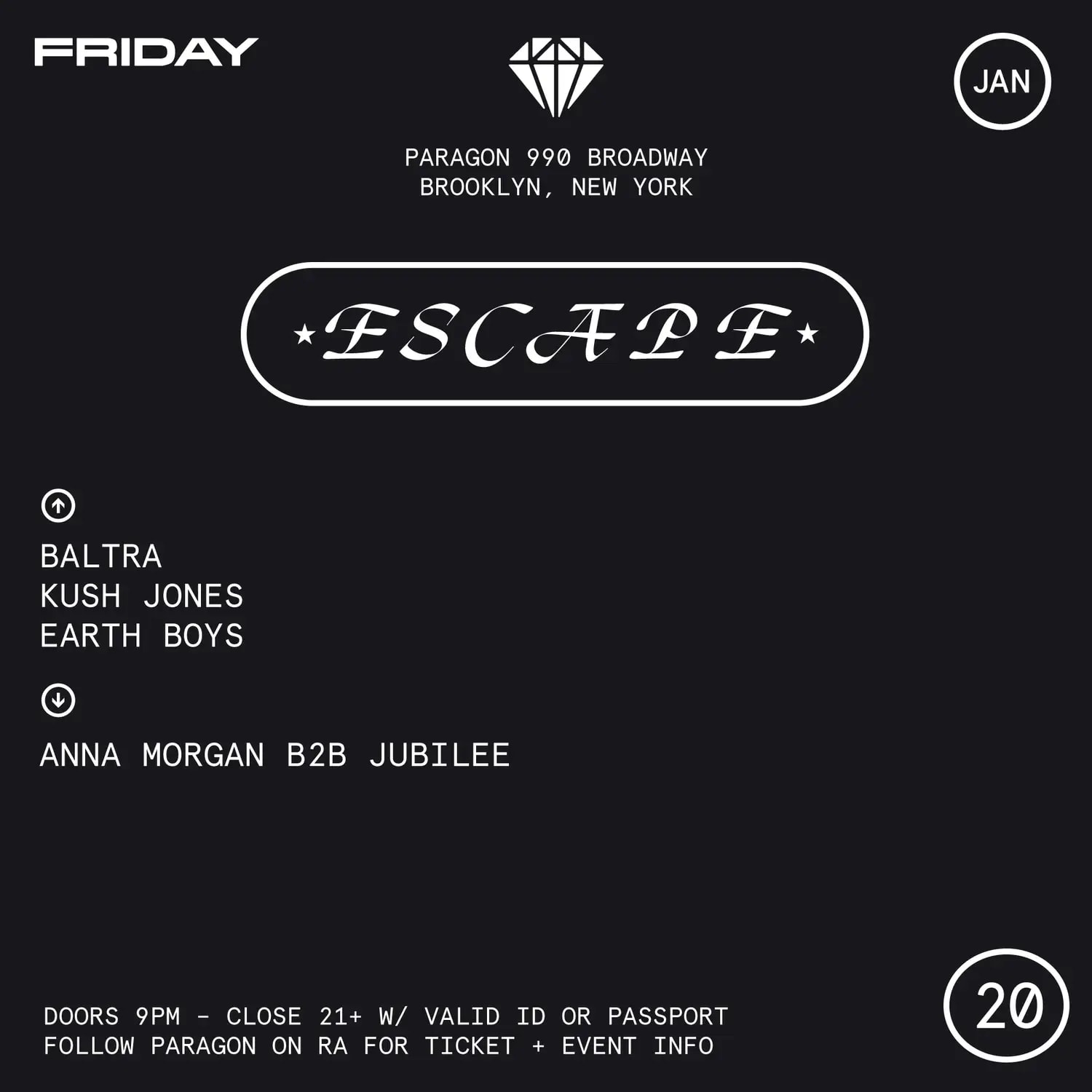 Escape: Baltra, Kush Jones, Earth Boys, Anna Morgan, Jubilee