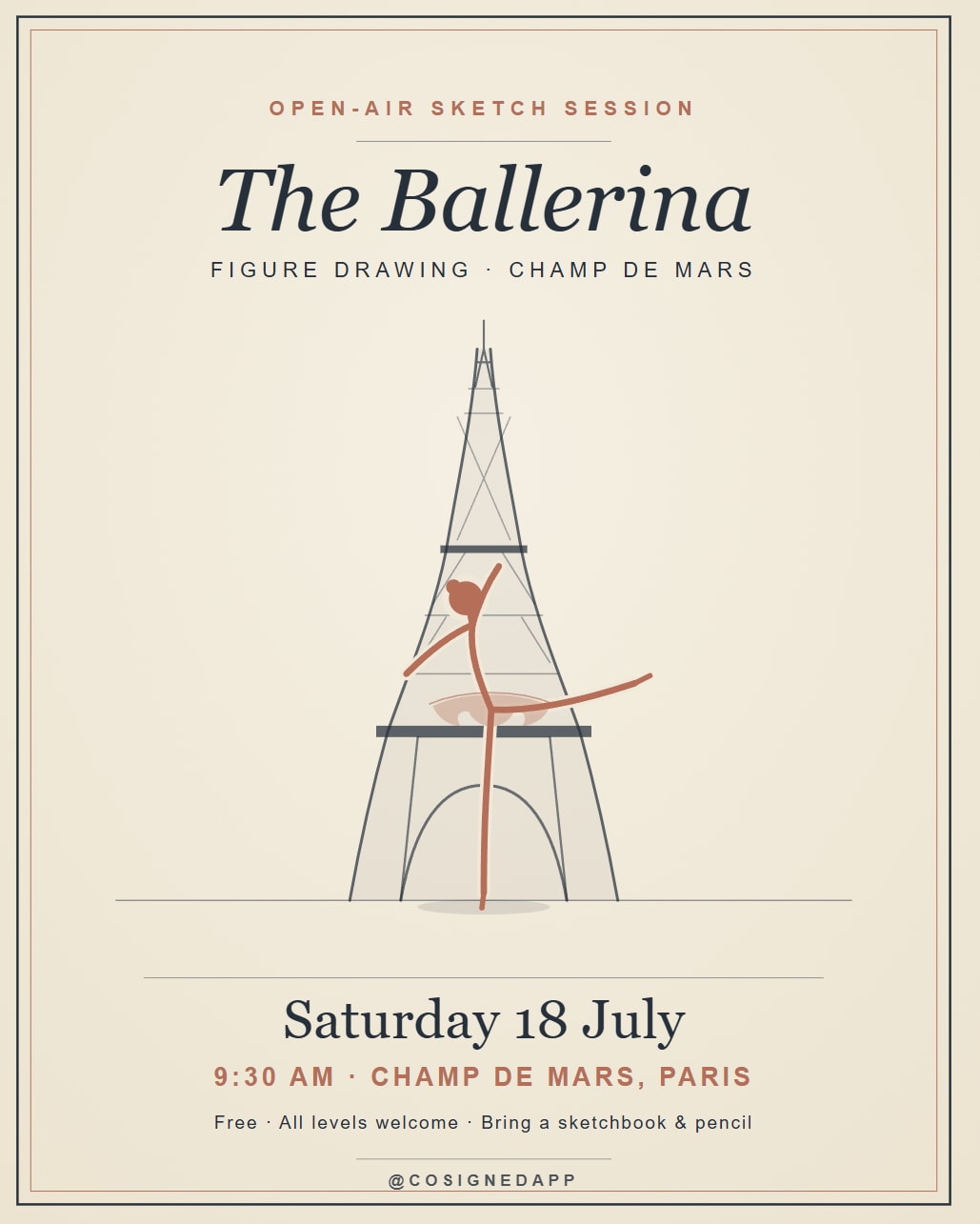 Figure Drawing (Ballerina) At Champ De Mars
