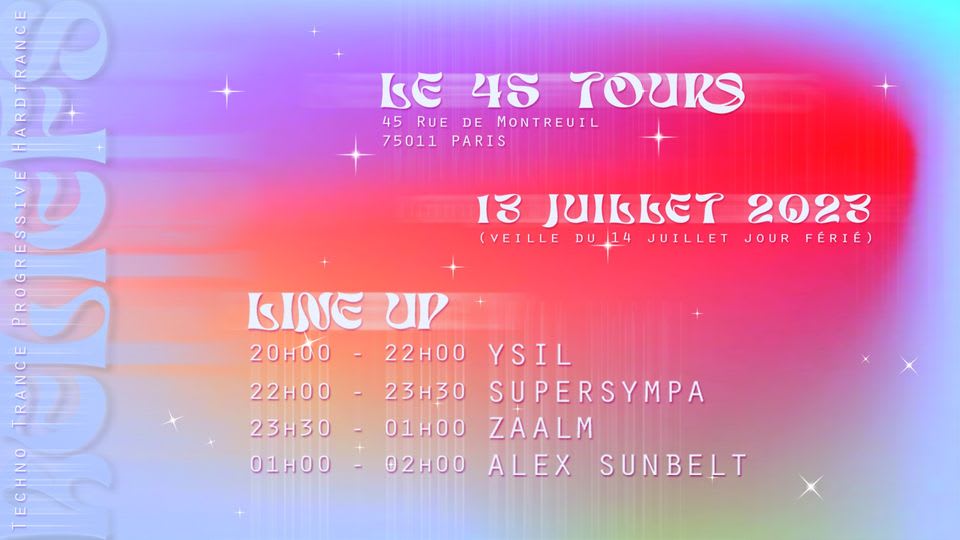 Reliefs : Supersympa, Zaalm, Alex Sunbelt & Ysil
