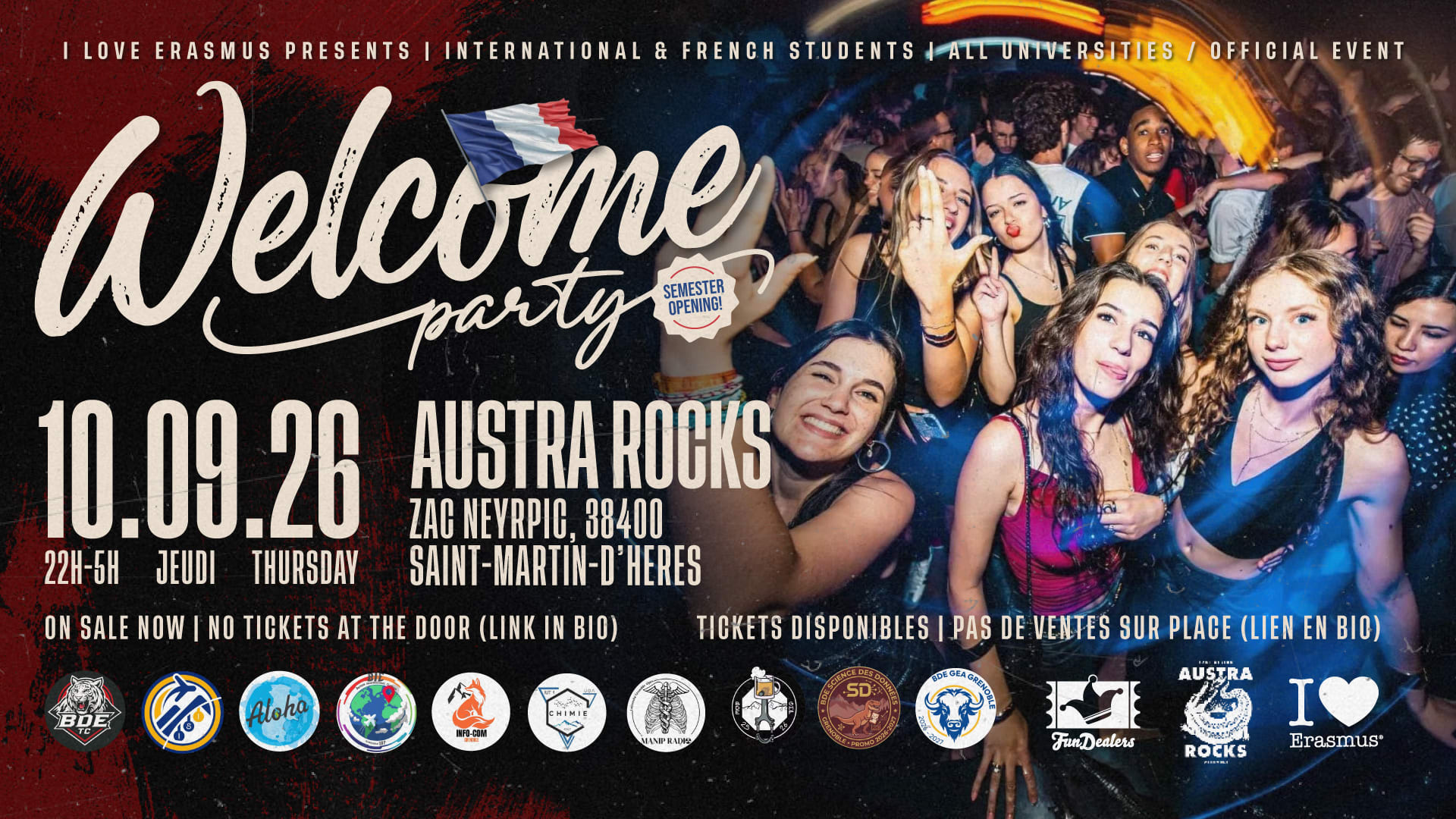 Welcome Party- International & French Students @Austra Rocks
