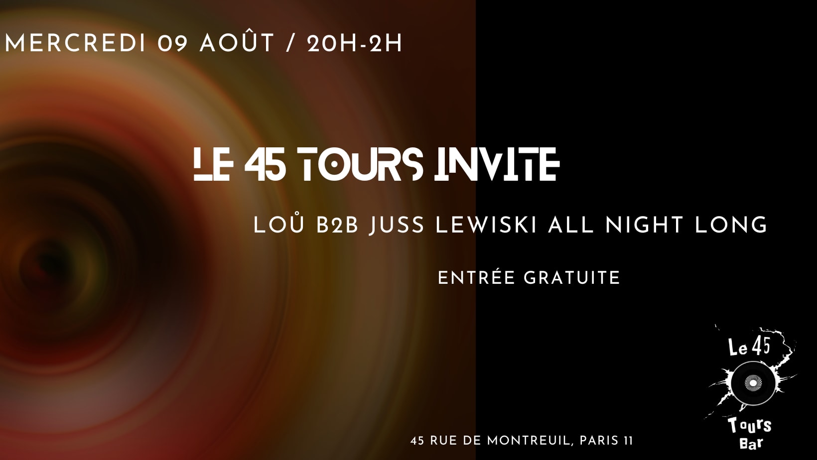 Le 45 Tours Invite Lou B2b Juss Lewiski All Night Long