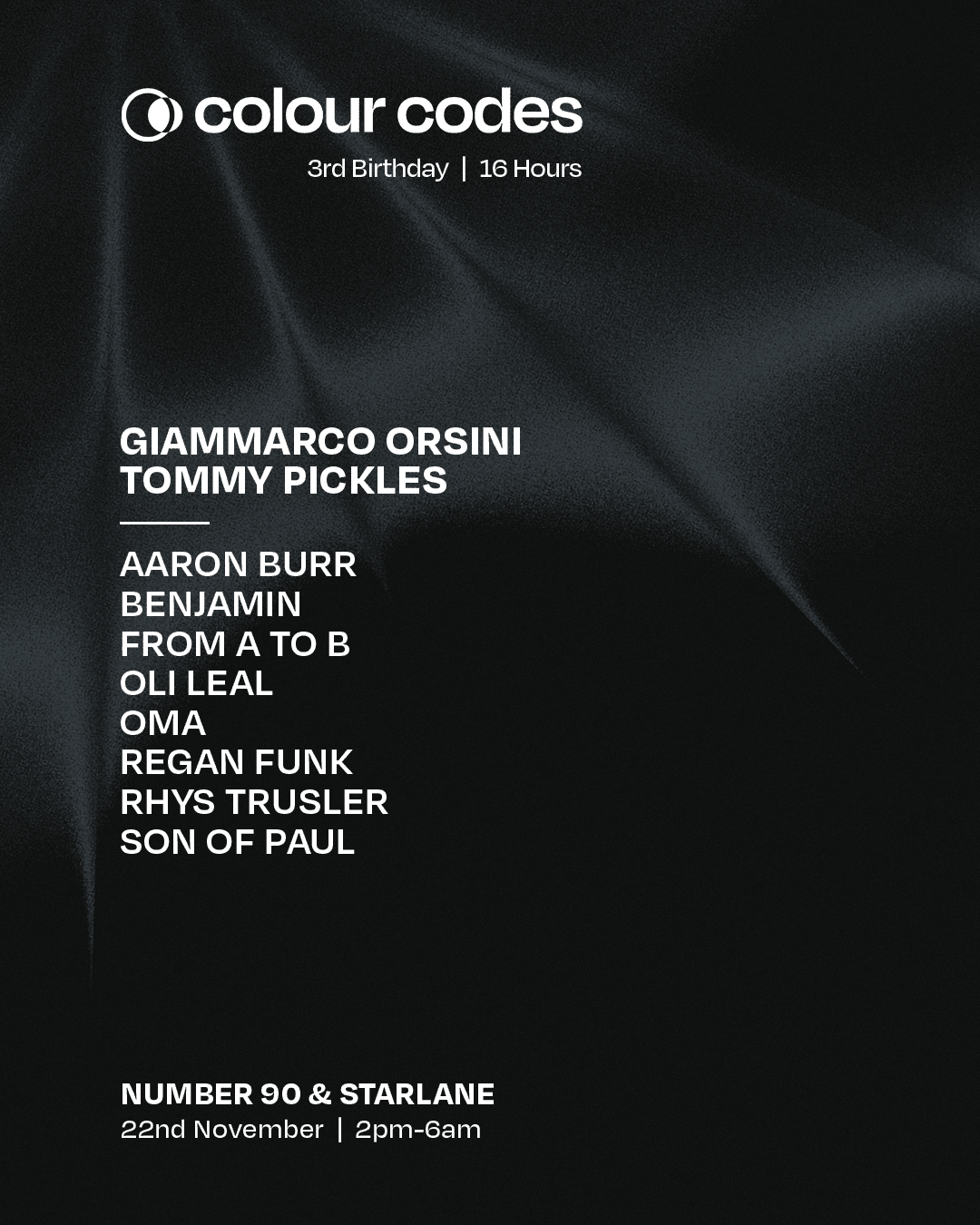 Colour Codes 3rd Birthday: Giammarco Orsini, Tommy Pickles & More