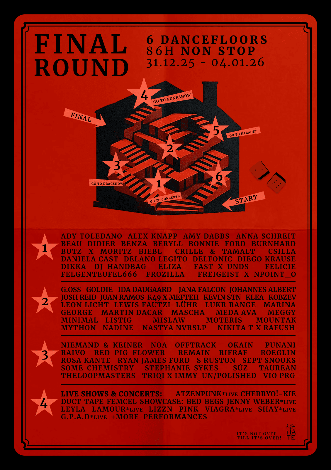 It's Not Over! Renate Nye: 86h W  Ben Sims, Lewis Fautzi, Felicie, Stephanie Sykes, Beau Didier