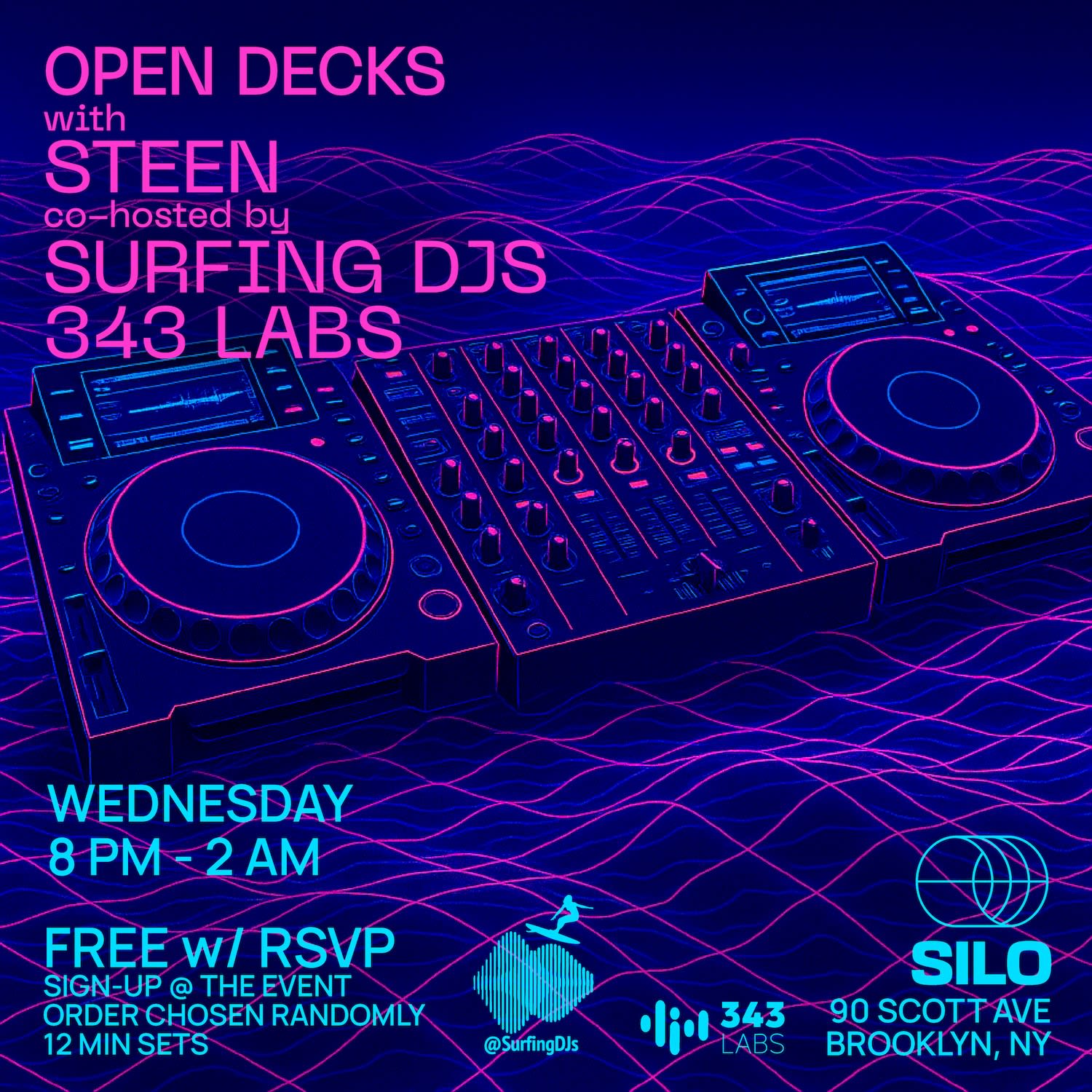 Open Decks With Steen, Surfing Djs & 343 Labs