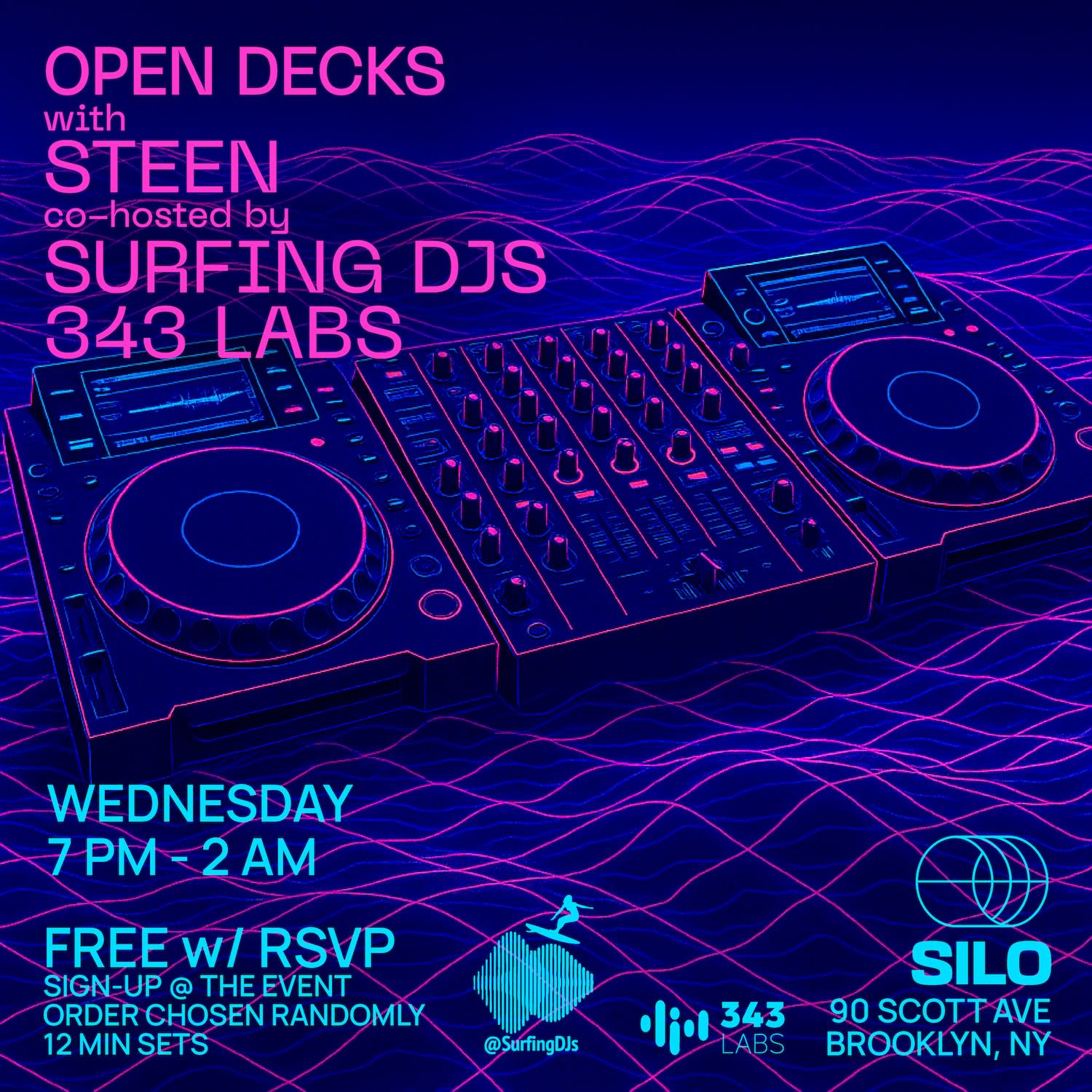 Open Decks With Steen, Surfing Djs & 343 Labs