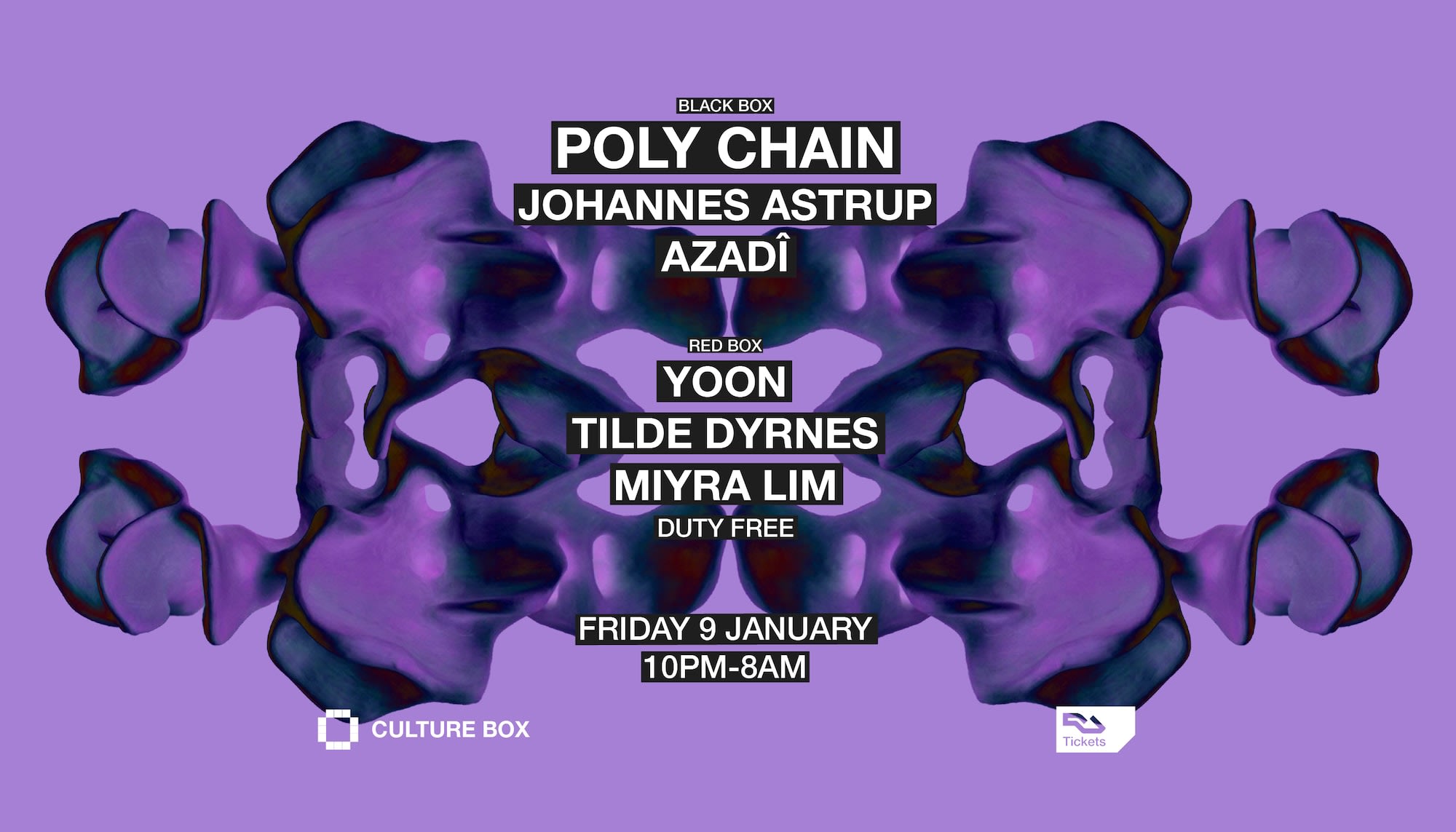 Poly Chain / Johannes Astrup / Azadî / Duty Free: Yoon / Tilde Dyrnes / Miyra Lim