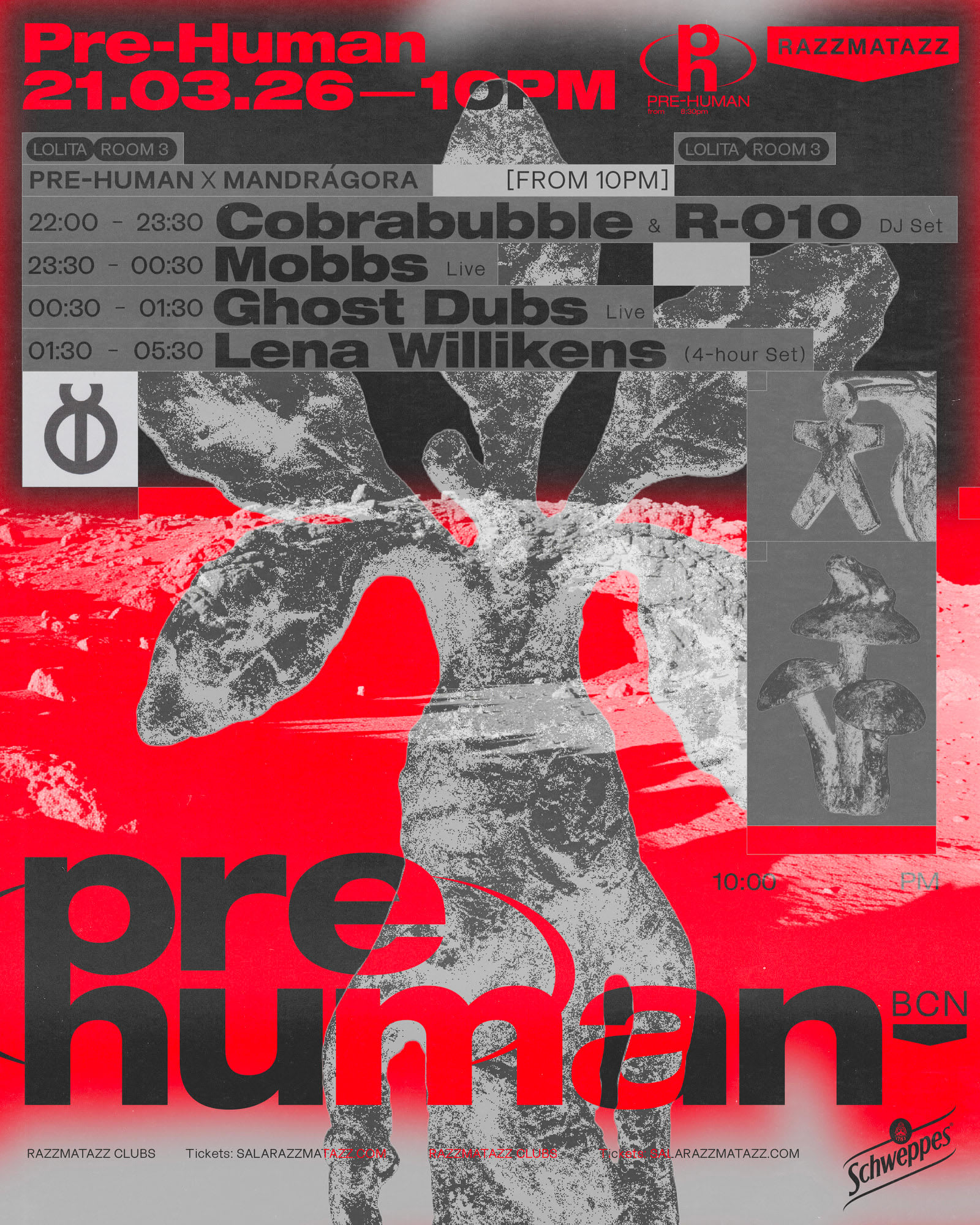 Pre-Human X Mandrágora: Ghost Dubs Live, Lena Willikens, Mobbs Live, Cobrabubble B2b R-010