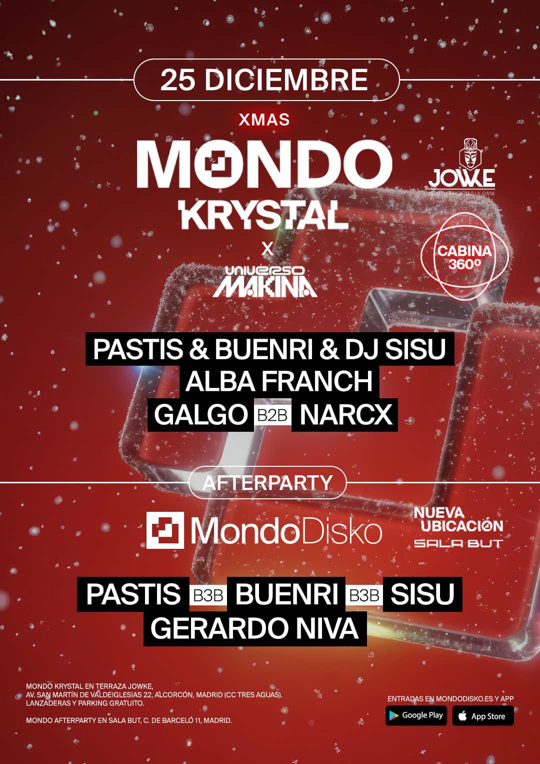 Xmas Mondo Krystal X Universo Makina: Pastis & Buenri / Dj Sisu / Alba Franch / Galgø B2b Narcx