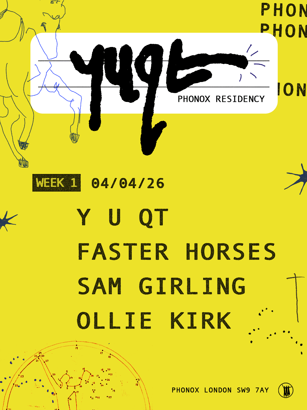 Y U Qt, Faster Horses, Sam Girling, Ollie Kirk - 4 Saturdays At Phonox (4th April)