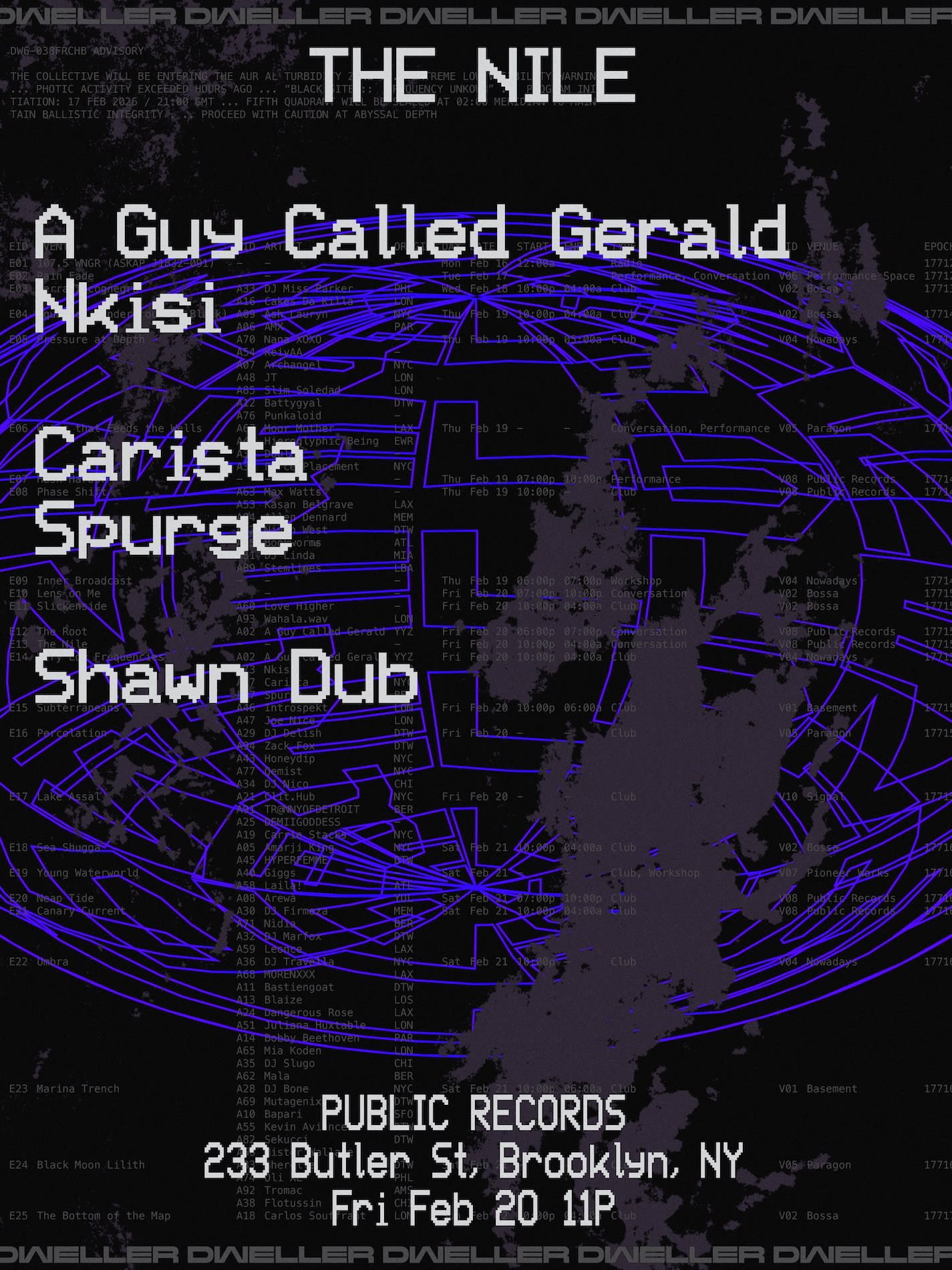 [Dweller] The Nile: A Guy Called Gerald + Nkisi / Carista + Spurge / Shawn Dub