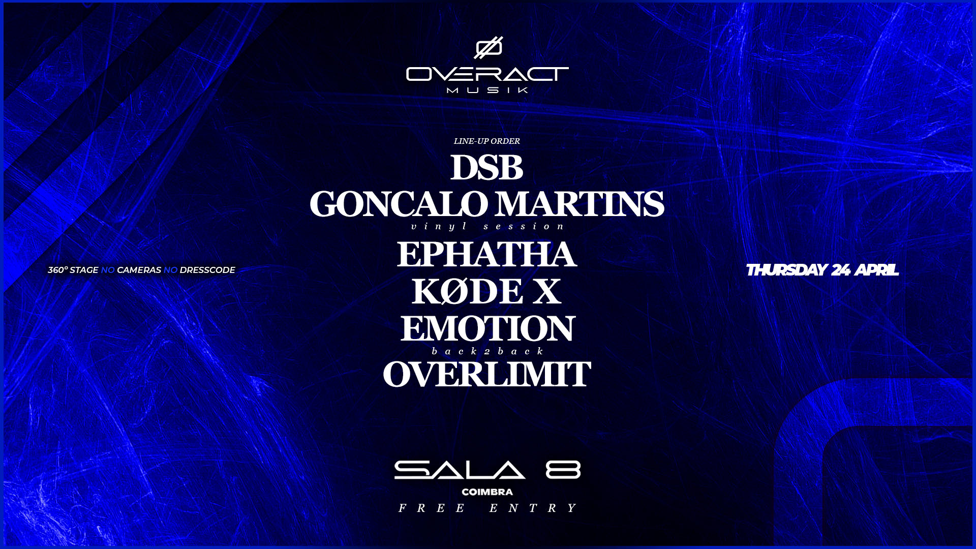 24/4 Overact Musik @ Sala 8, Coimbra